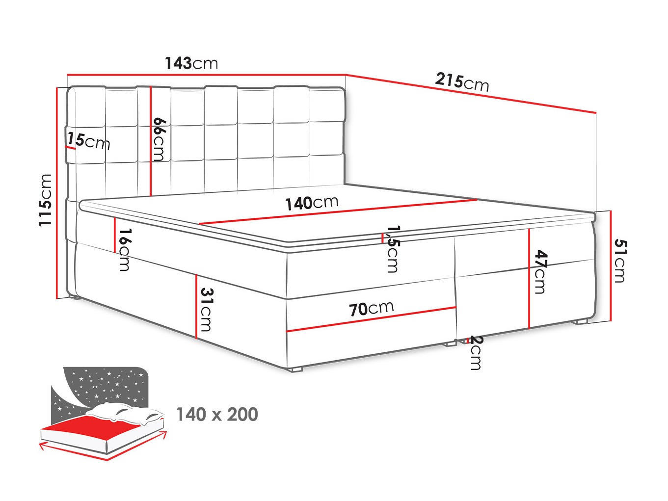 Boxspring krevet Pomona 117 (Kronos 35)