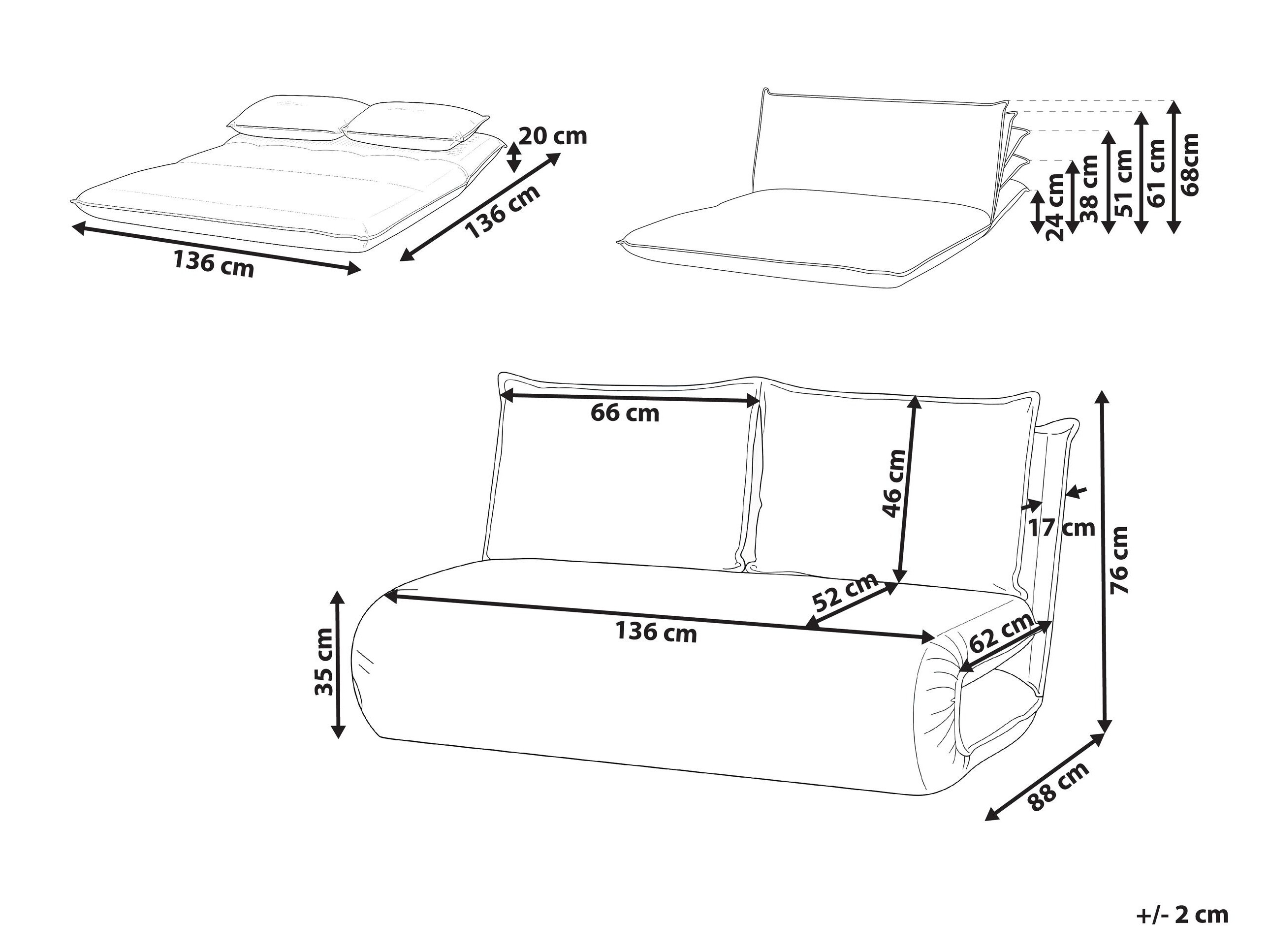 Sofa na razvlačenje Berwyn 2997 (Belo)