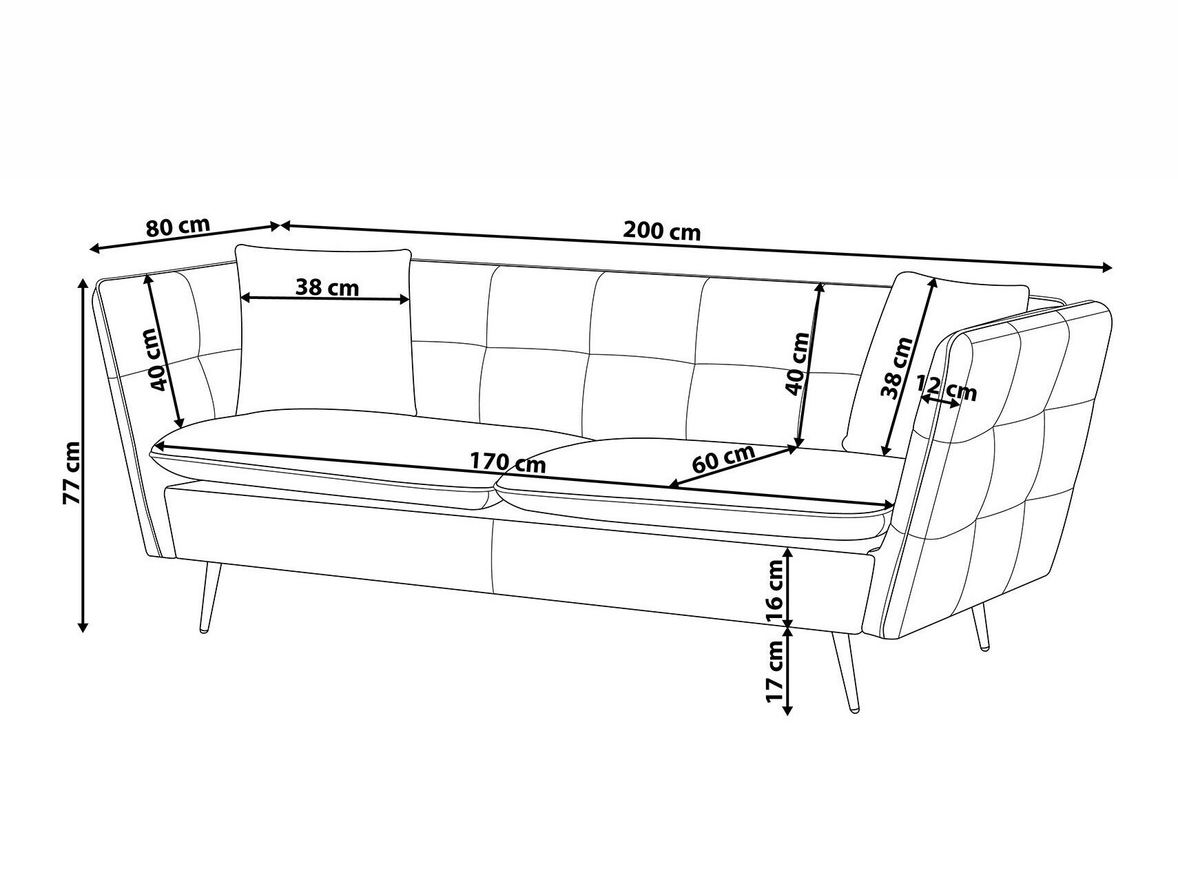 Sofa Berwyn 1245 (Ružičasta)