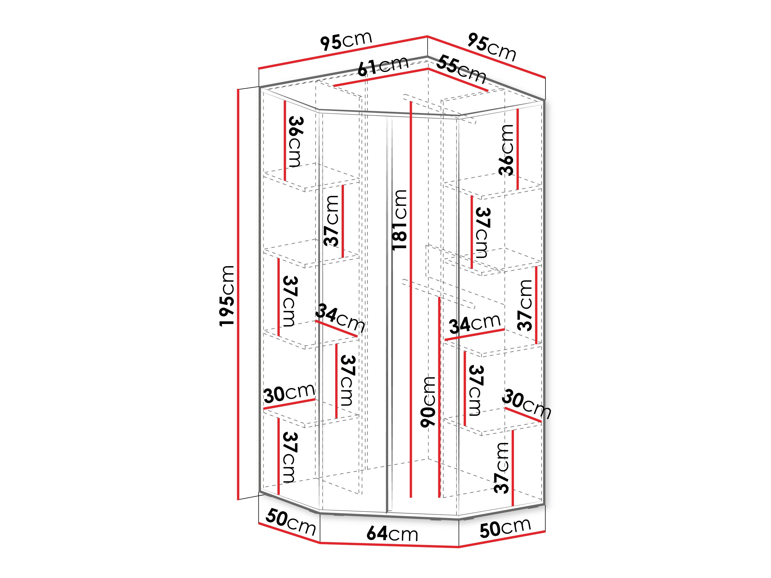 Ugaoni ormar Fiosono 101 (Eukaliptus + Hrast)
