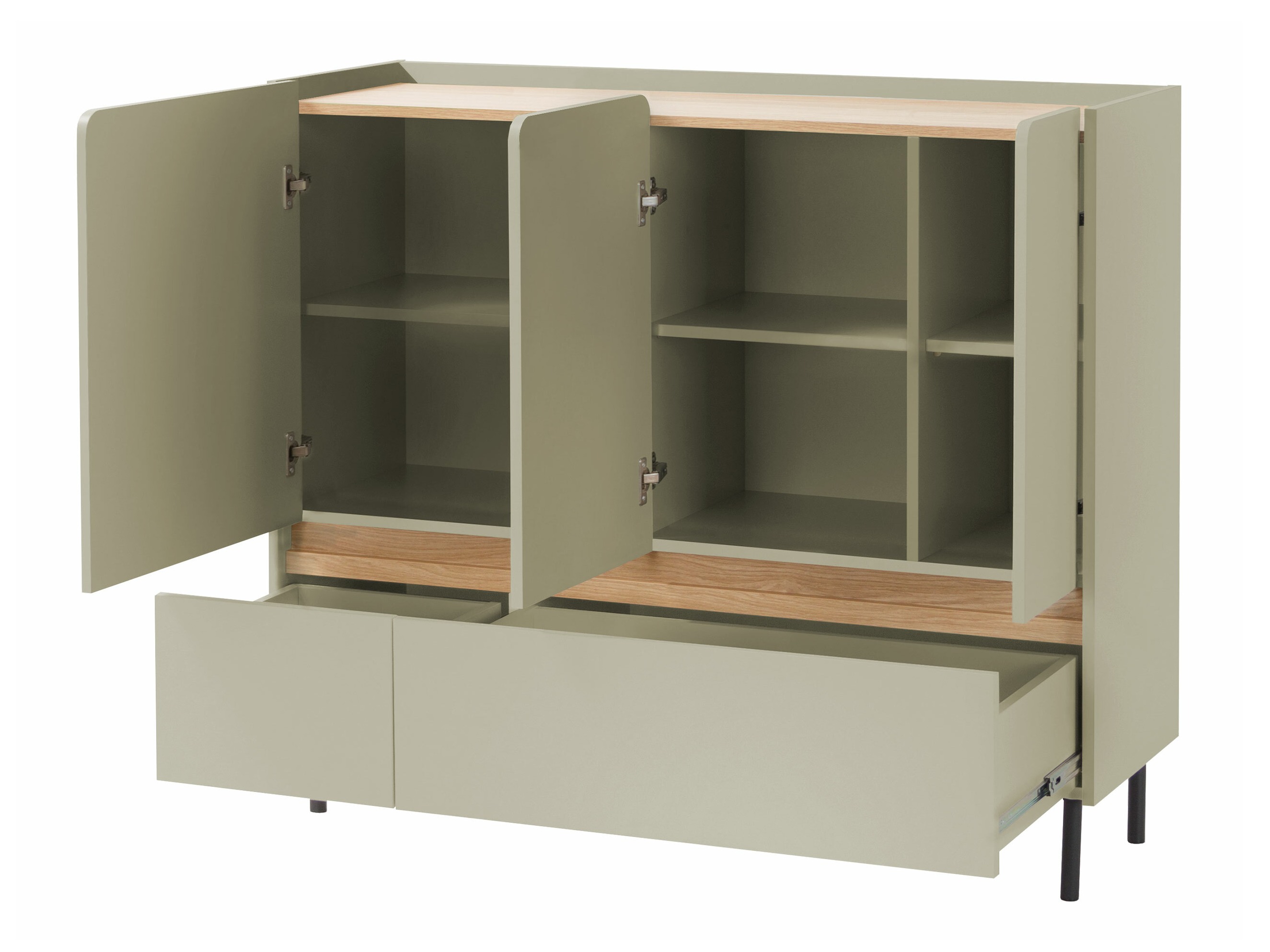 Komoda Fiosono 106 (Prašnjavo zelena + Hrast)