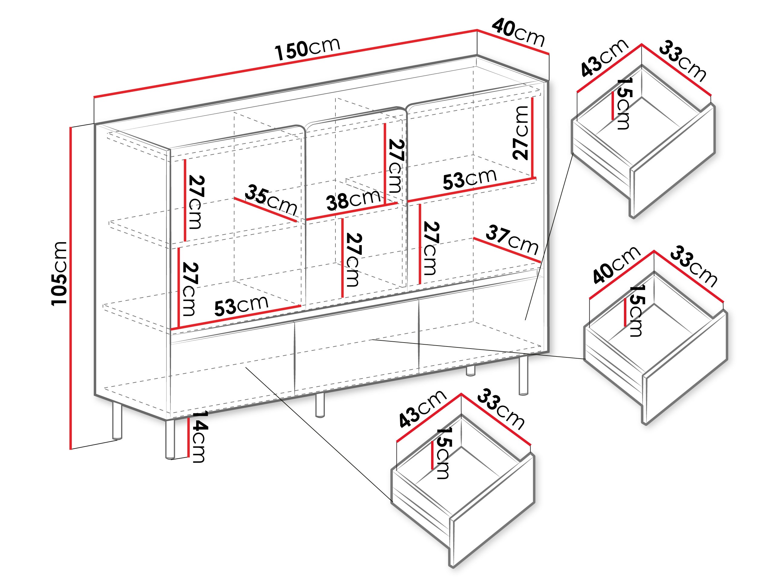 Komoda Fiosono 106 (Prašnjavo zelena + Hrast)