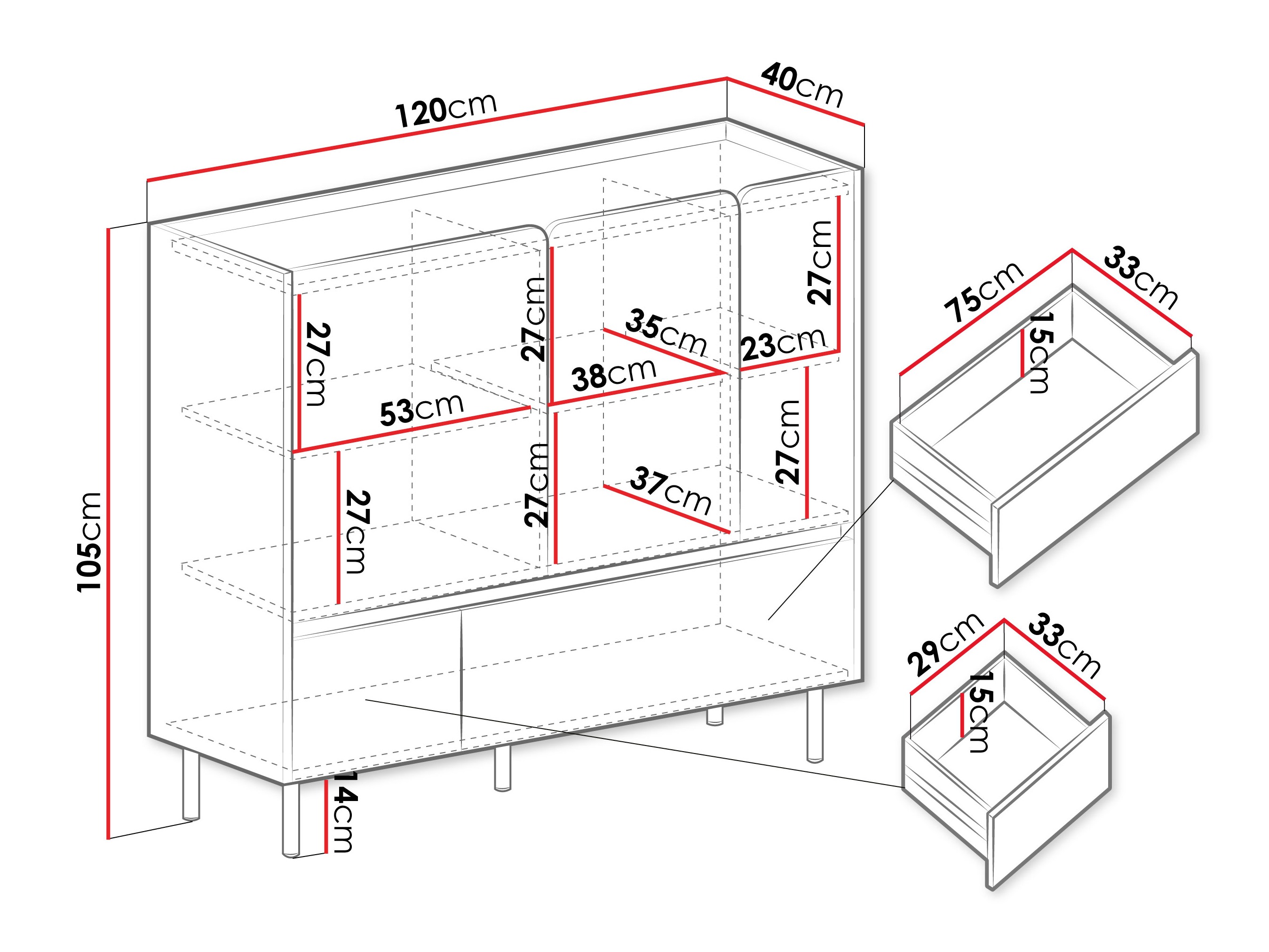 Komoda Fiosono 107 (Eukaliptus + Hrast)
