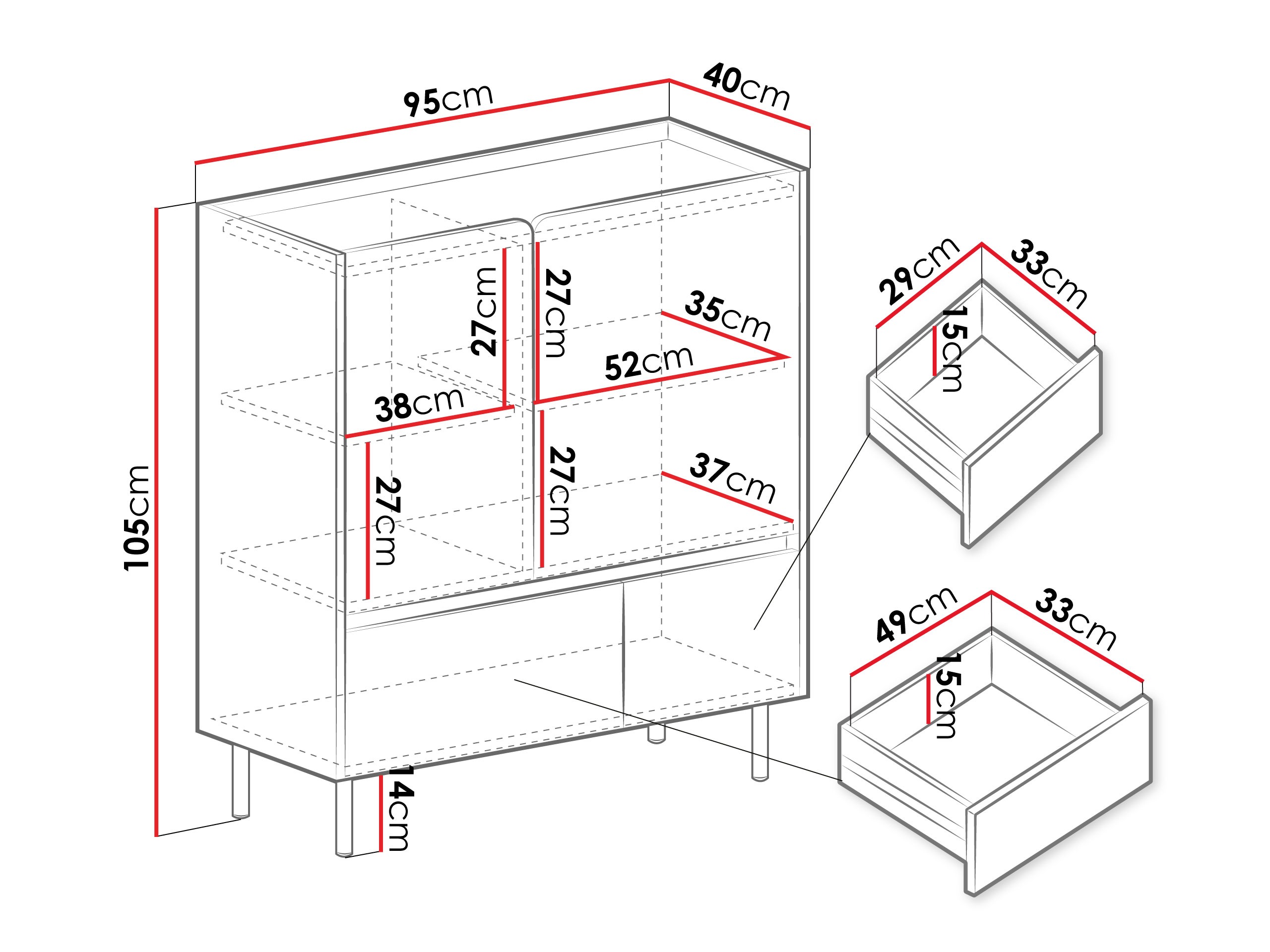 Komoda Fiosono 108 (Prašnjavo zelena + Hrast)
