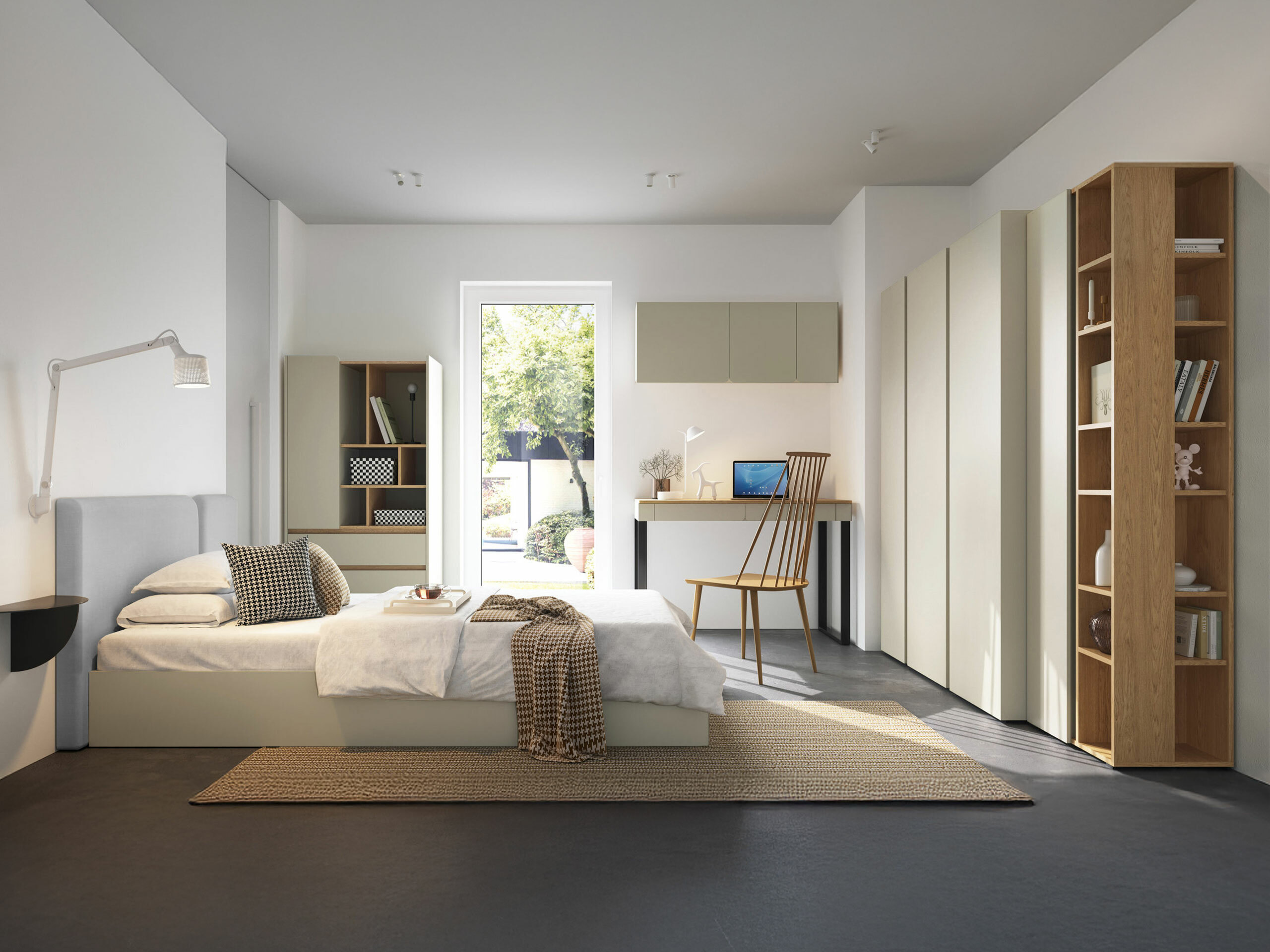 Polica Fiosono 105 (Prašnjavo zelena + Hrast)