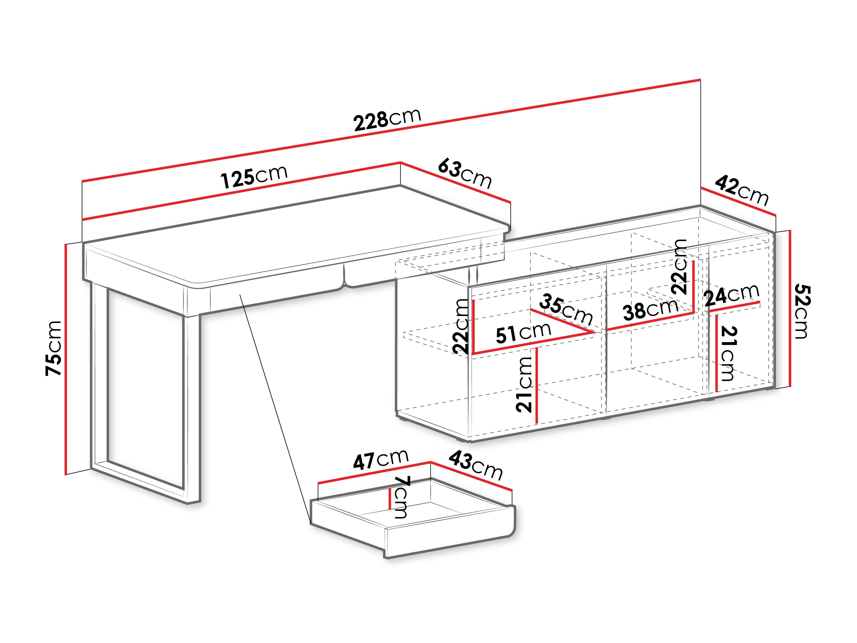 Ugaoni kancelarijski sto Fiosono 110 (Bež + Hrast)