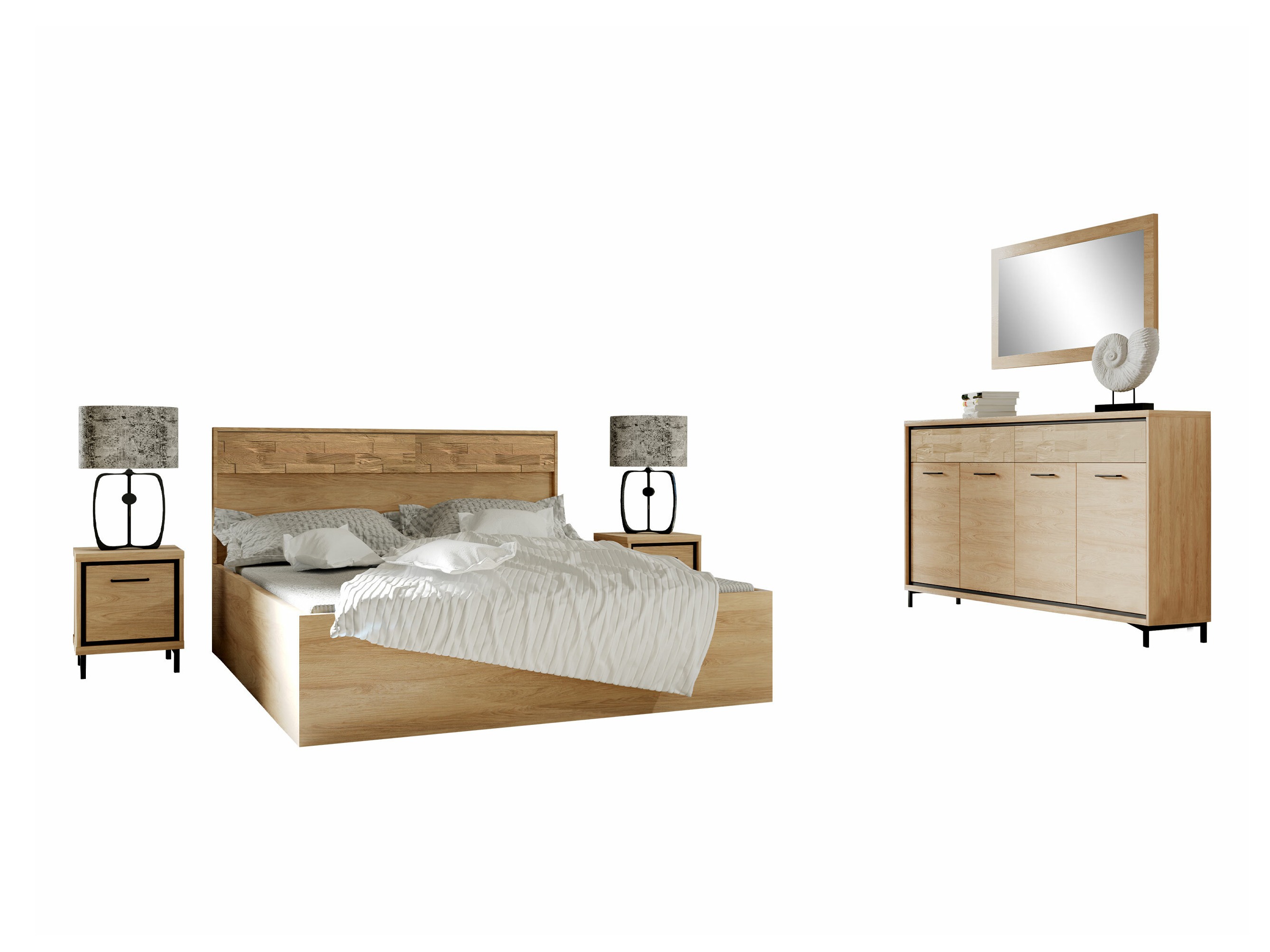 Set spavaća soba Etrmoni 122 (Svetlo drvo + Hrast)