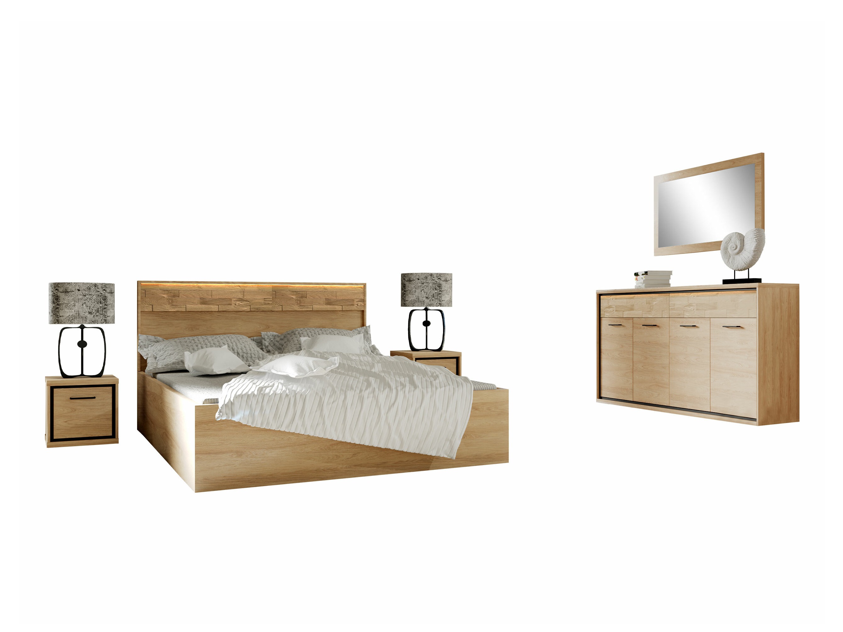 Set spavaća soba Etrmoni 122 (Svetlo drvo + Hrast)