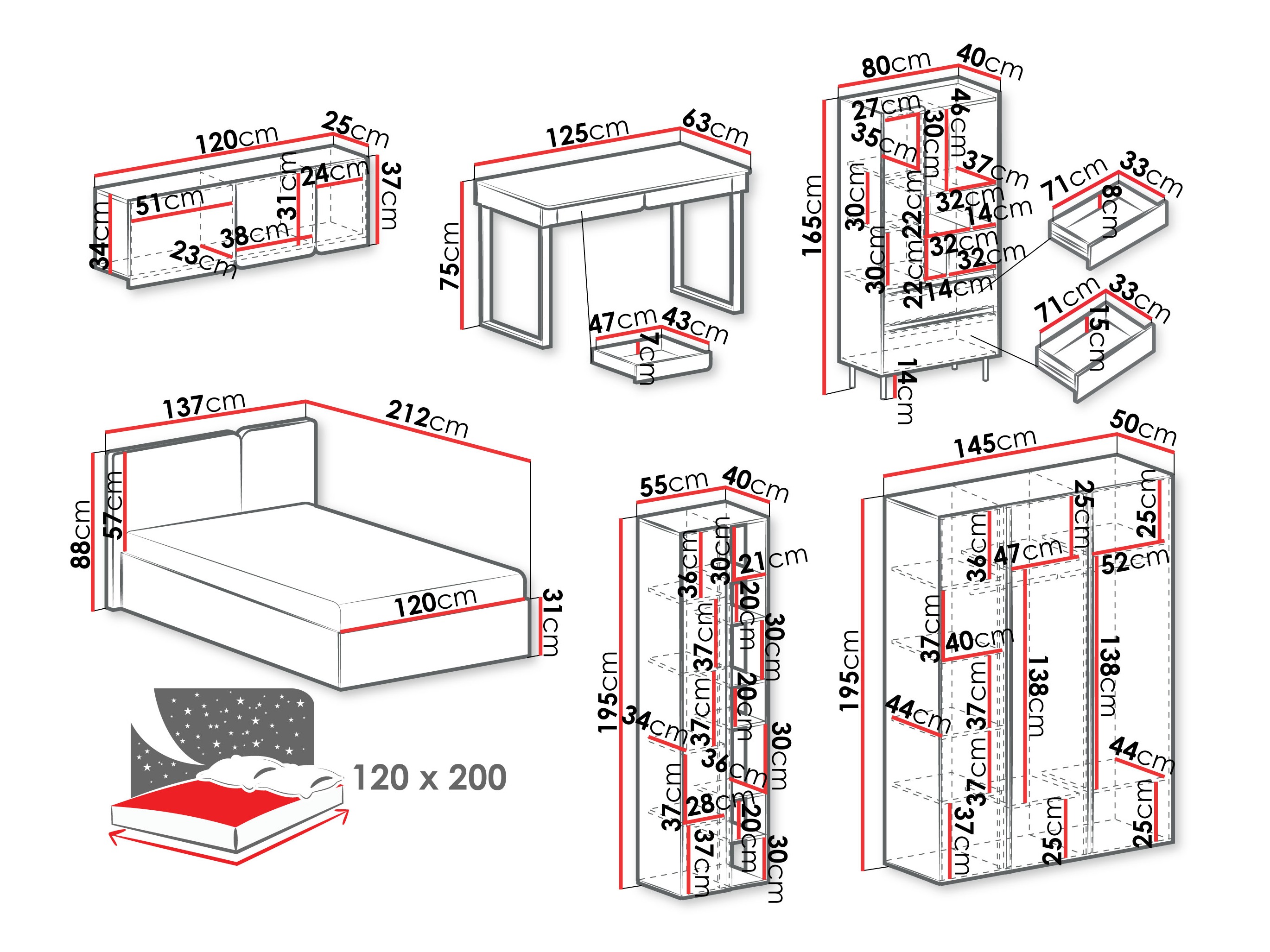 Set nameštaja Fiosono 114 (Bež + Svetli javor)