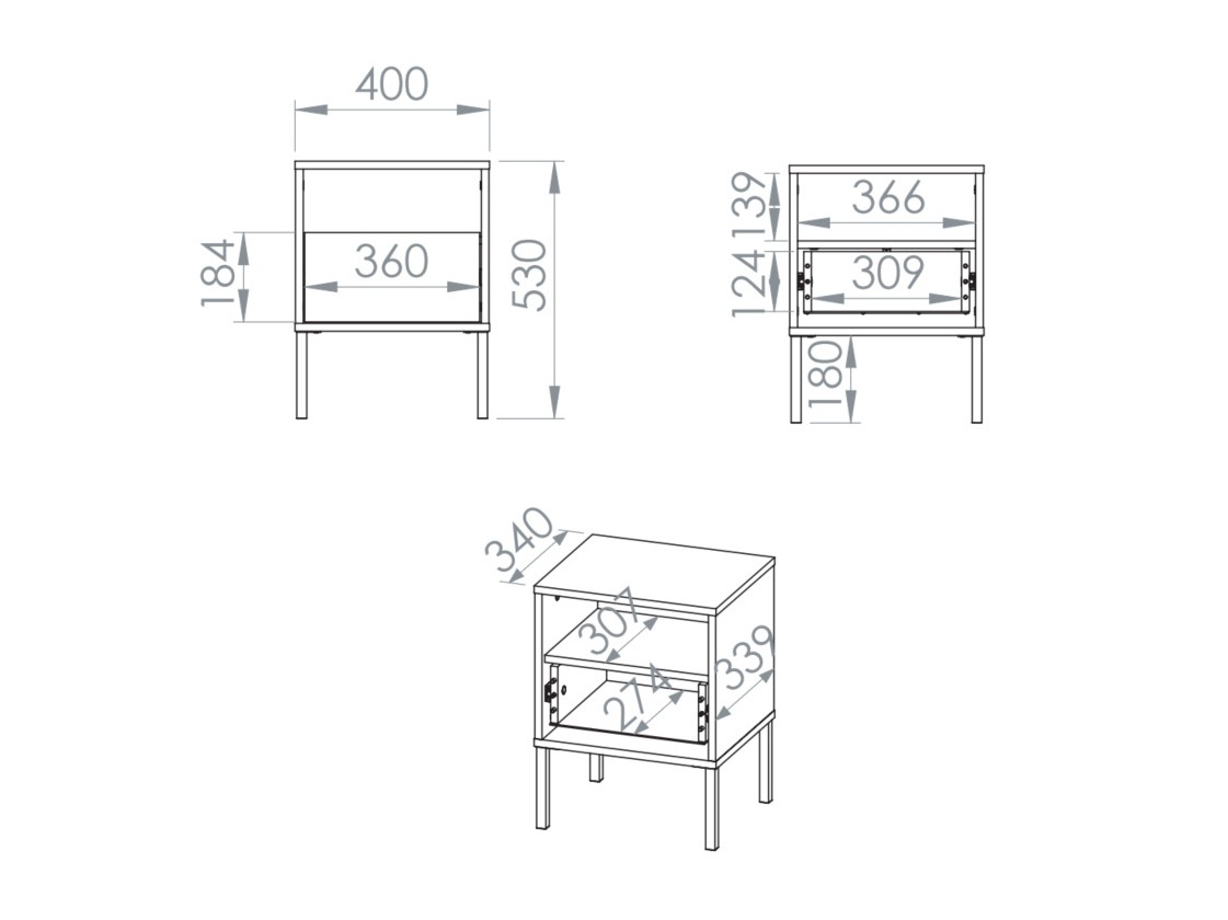 Noćni ormarić Virsalo 104 (Hrast)