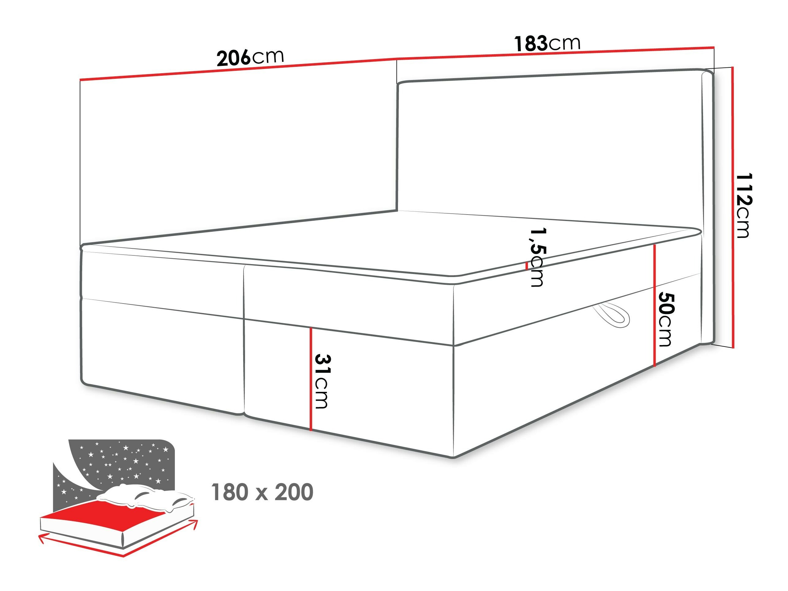 Boxspring krevet Comfivo Arbitas (Ambience 18)