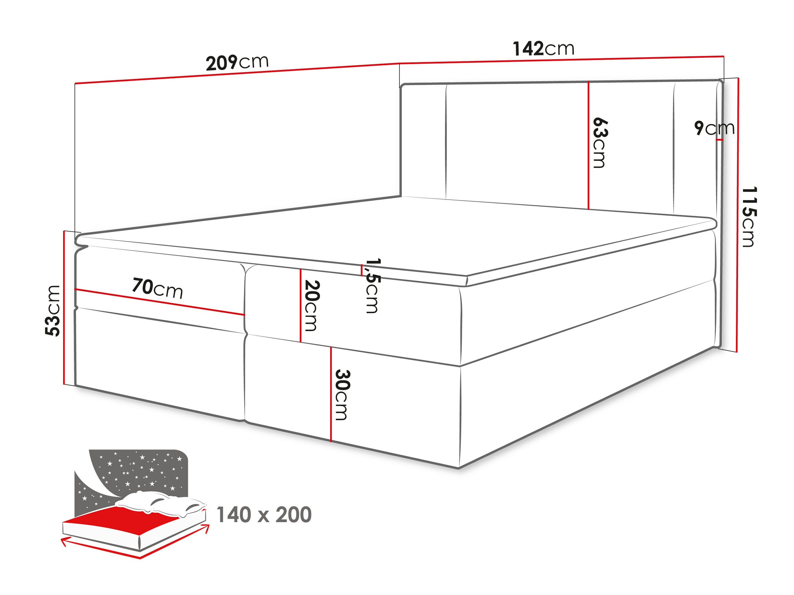 Boxspring krevet Zanesville 101 (Manila 02)