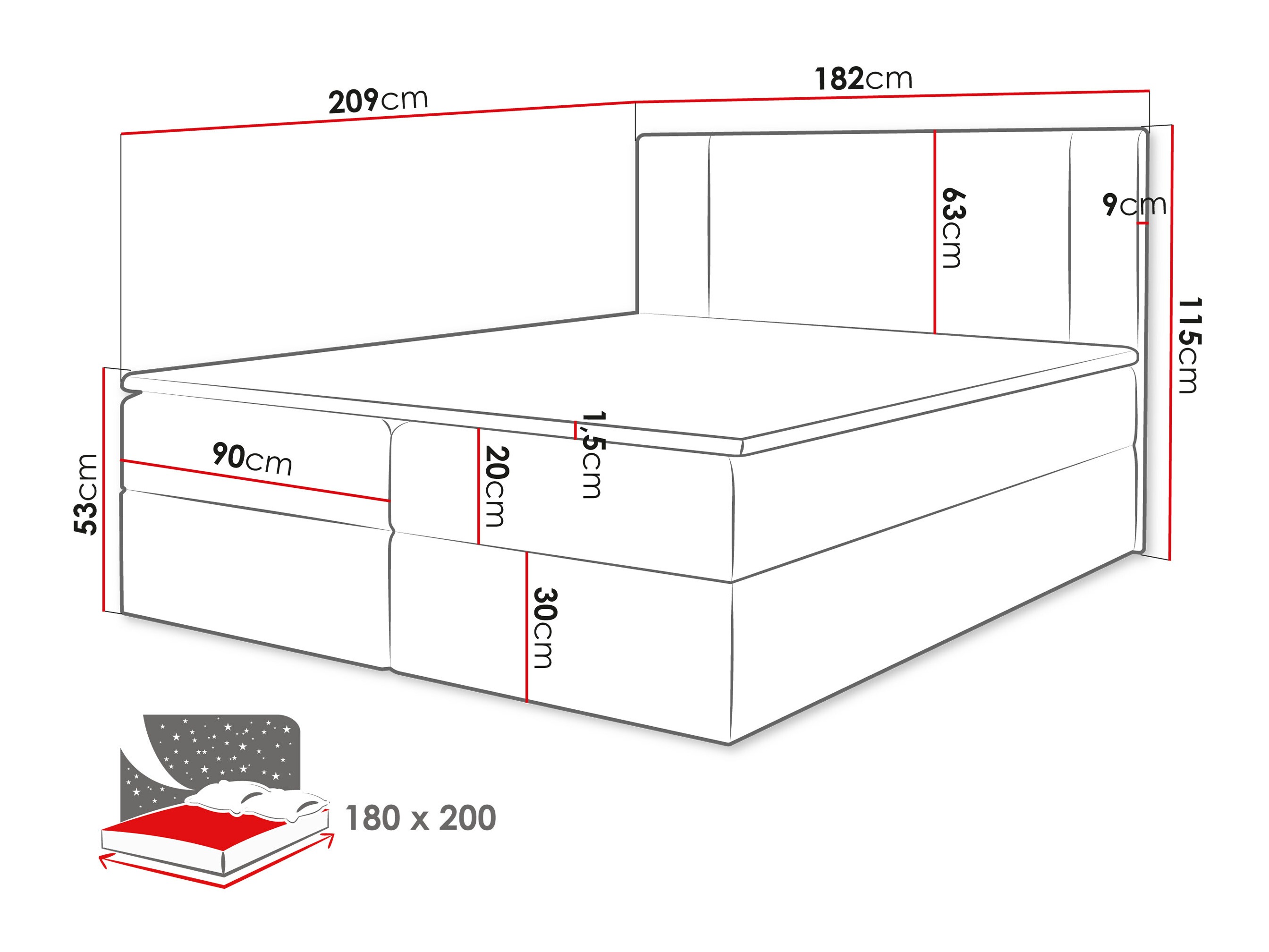 Boxspring krevet Zanesville 101 (Manila 02)