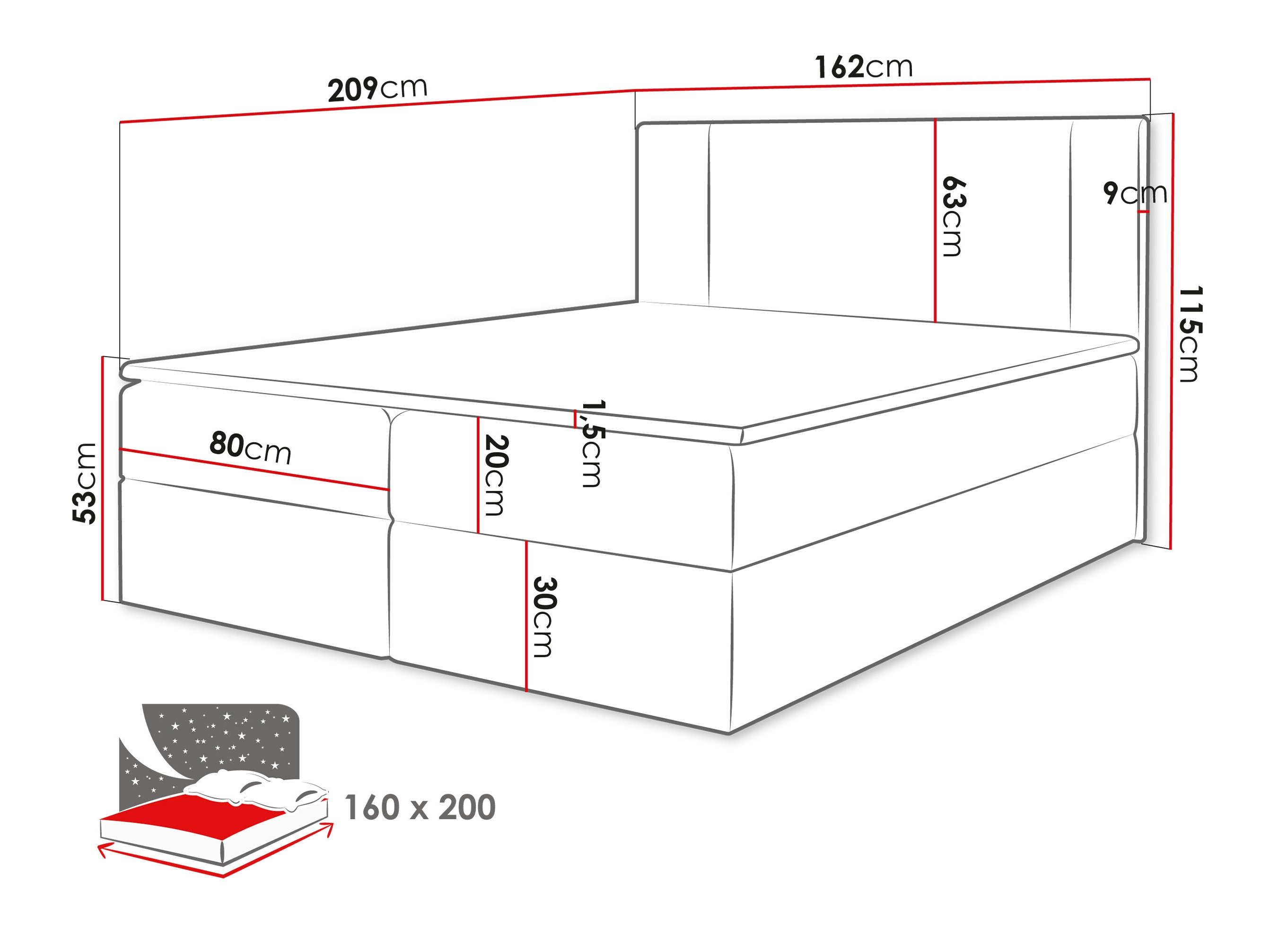 Boxspring krevet Zanesville 101 (Manila 14)