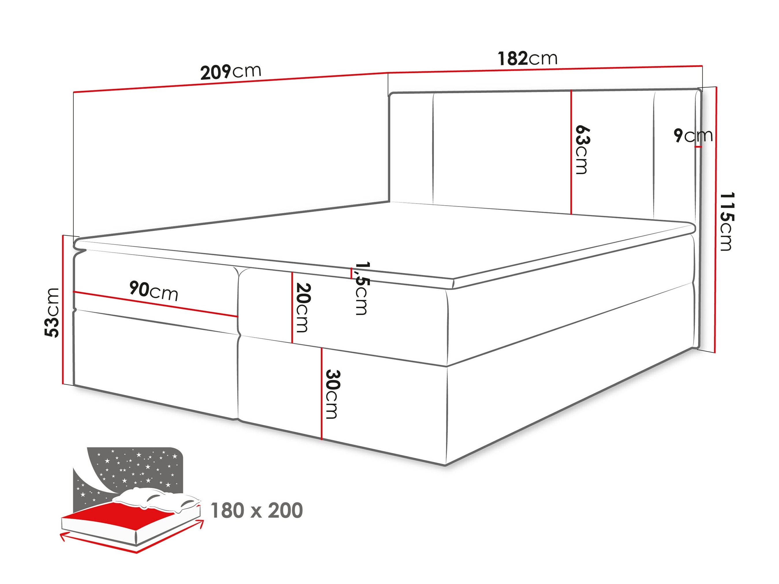 Boxspring krevet Zanesville 101 (Manila 14)