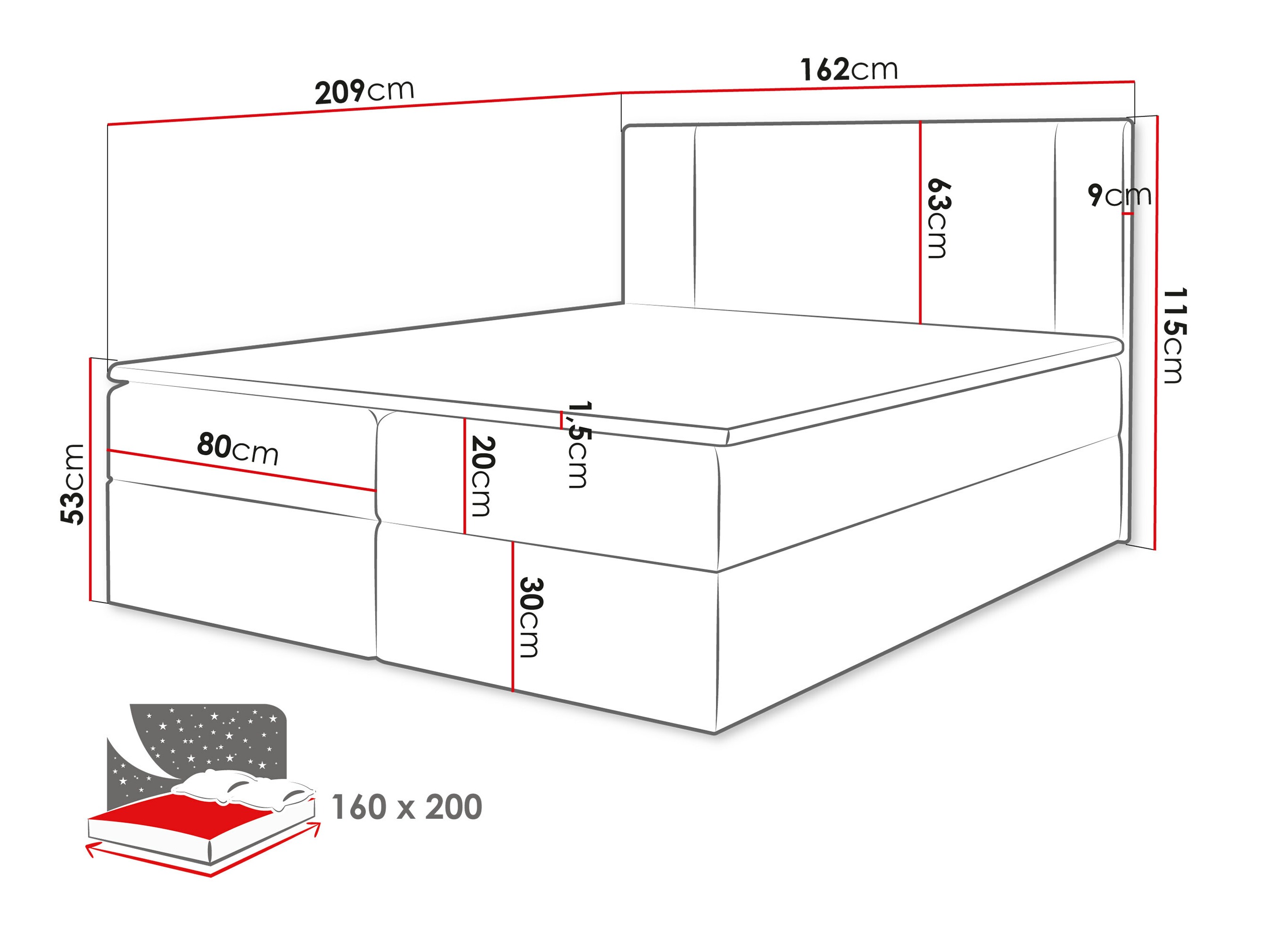 Boxspring krevet Zanesville 101 (Manila 16)