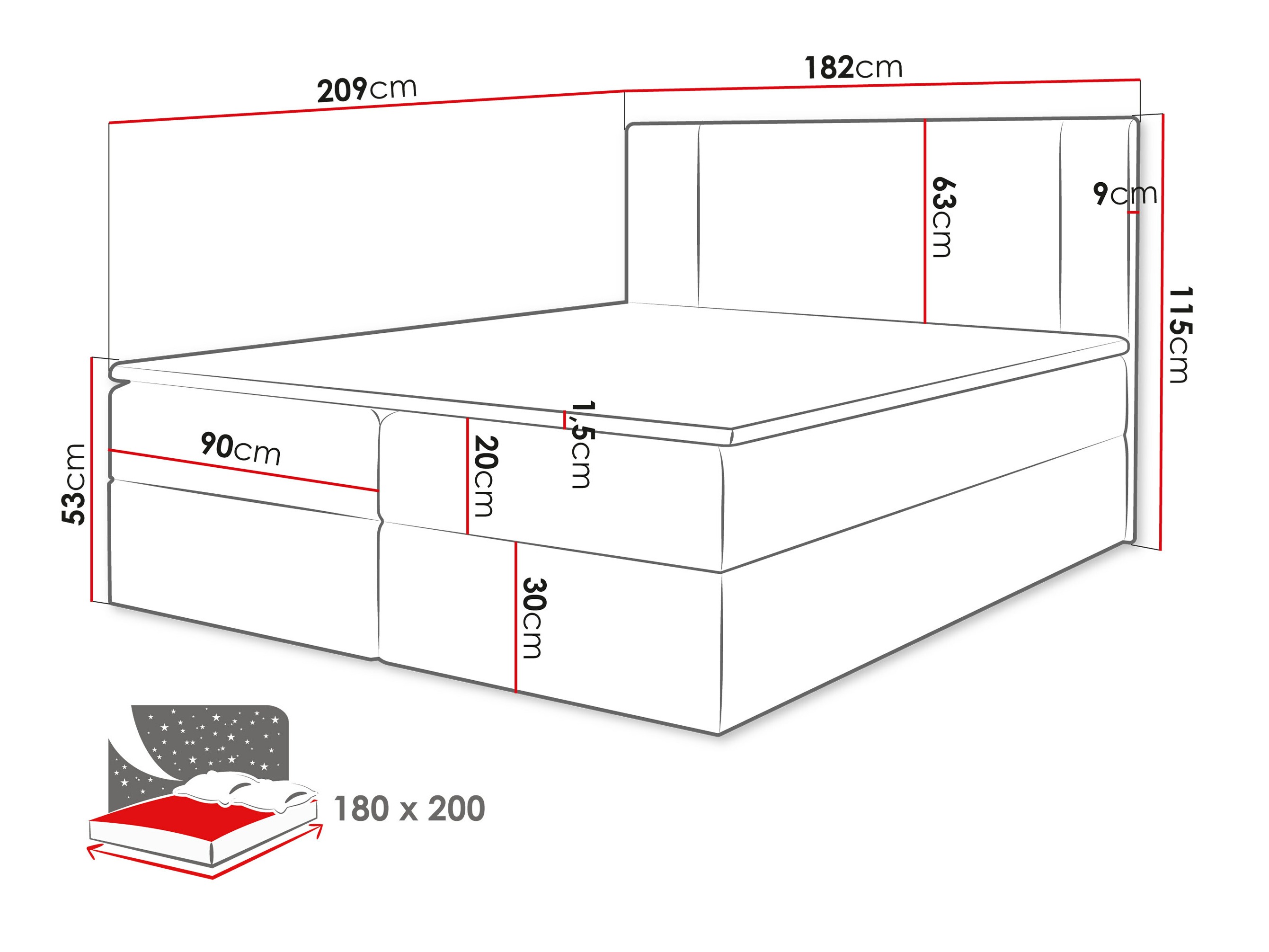 Boxspring krevet Zanesville 101 (Manila 16)