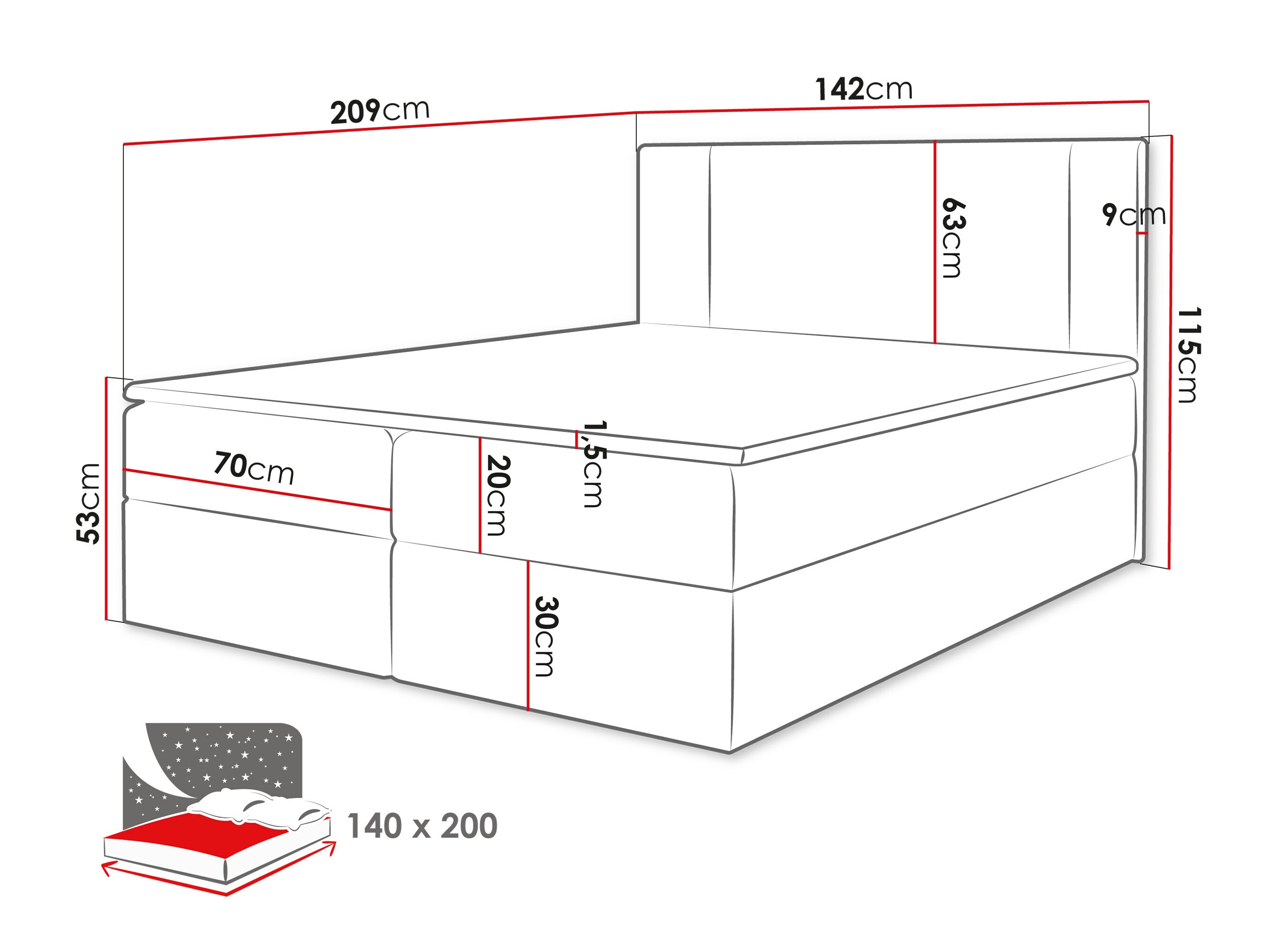 Boxspring krevet Zanesville 101 (Manila 18)