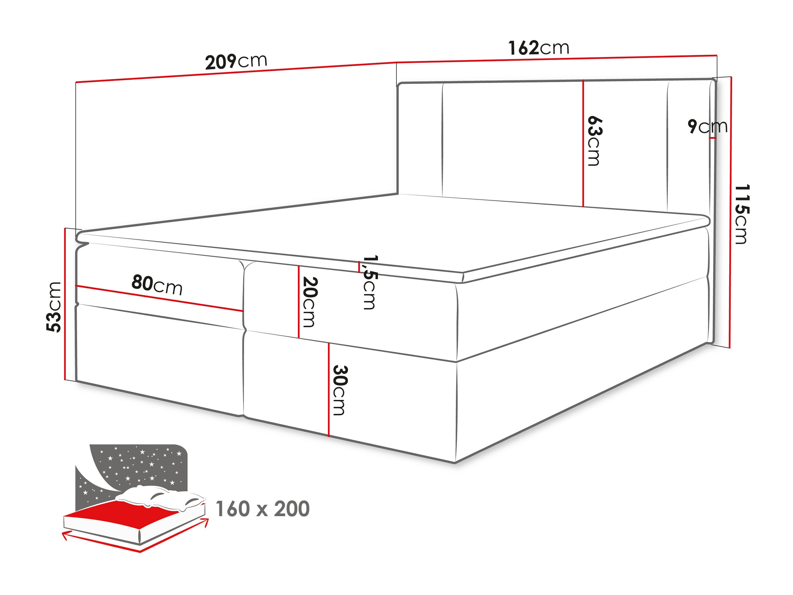 Boxspring krevet Zanesville 101 (Manila 18)