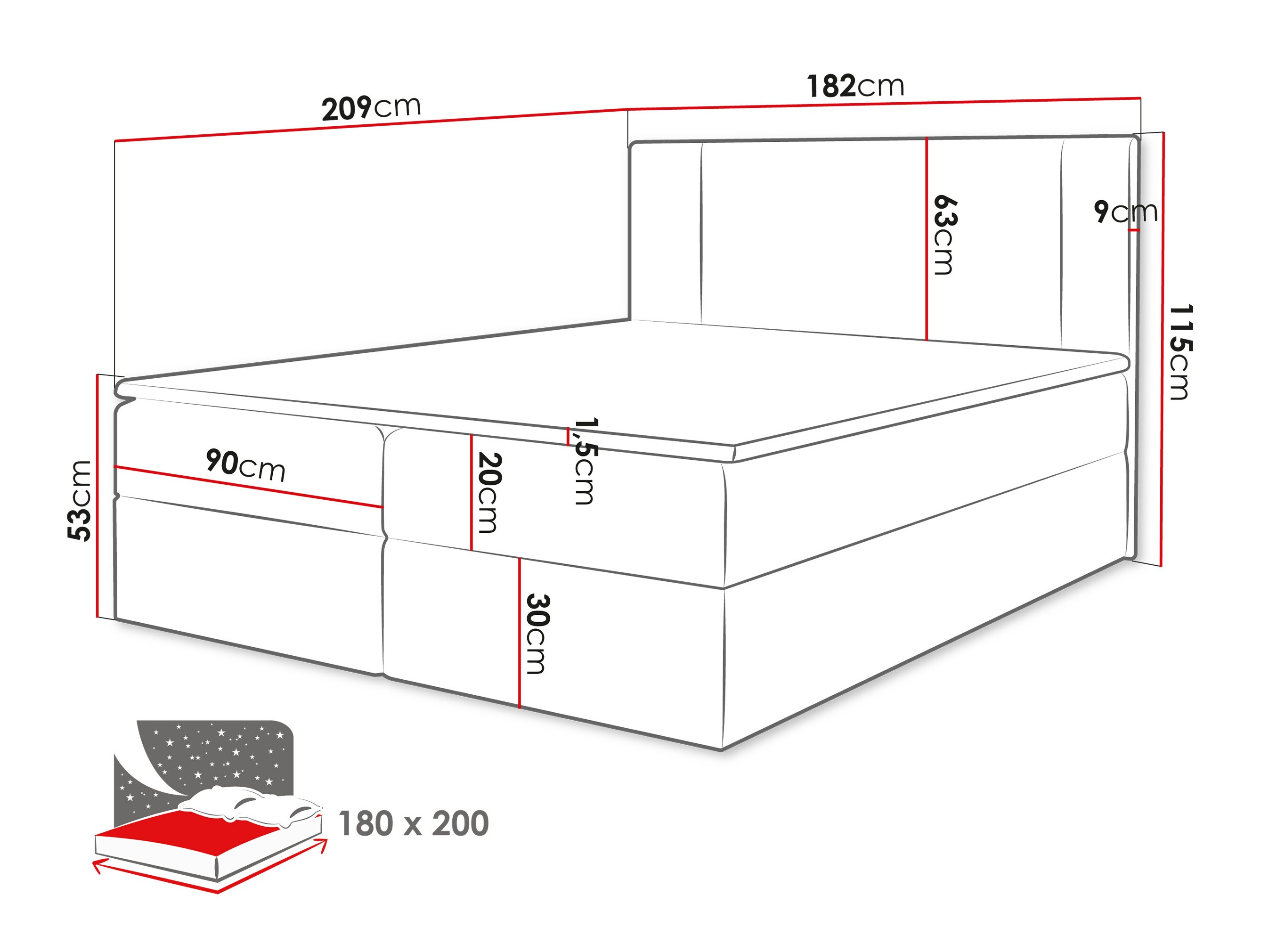 Boxspring krevet Zanesville 101 (Manila 18)