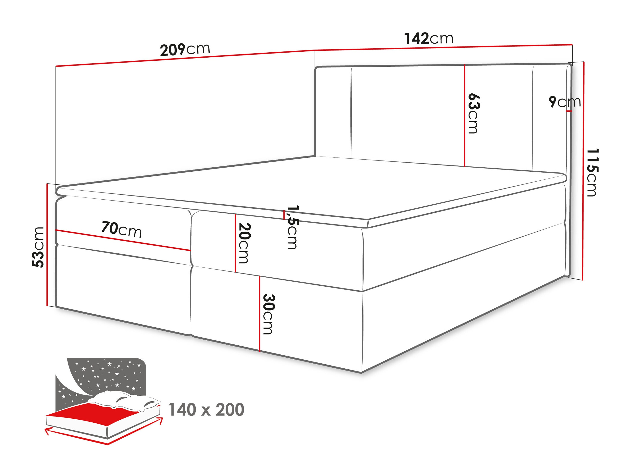 Boxspring krevet Zanesville 101 (Manila 22)