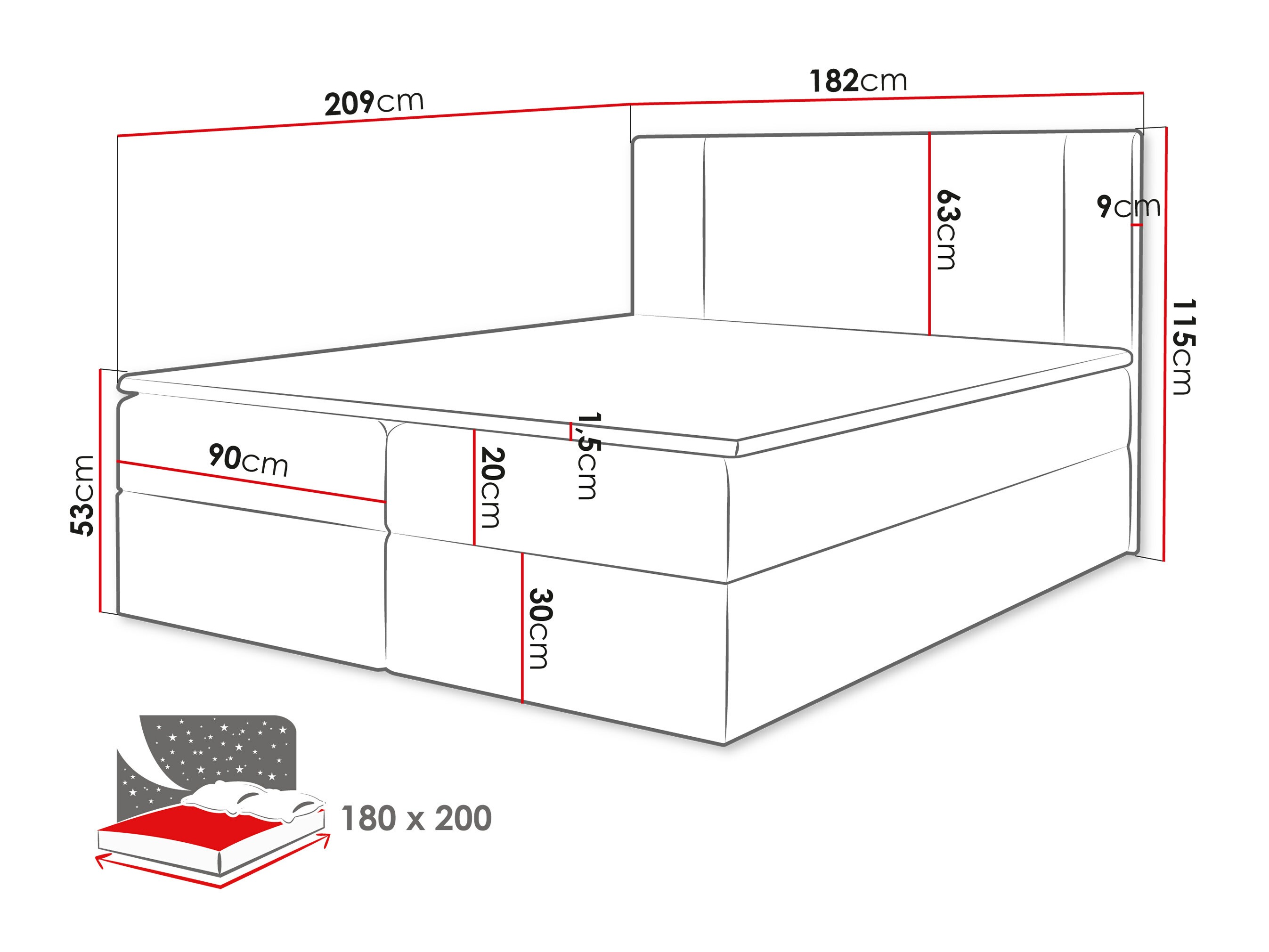 Boxspring krevet Zanesville 101 (Manila 26)