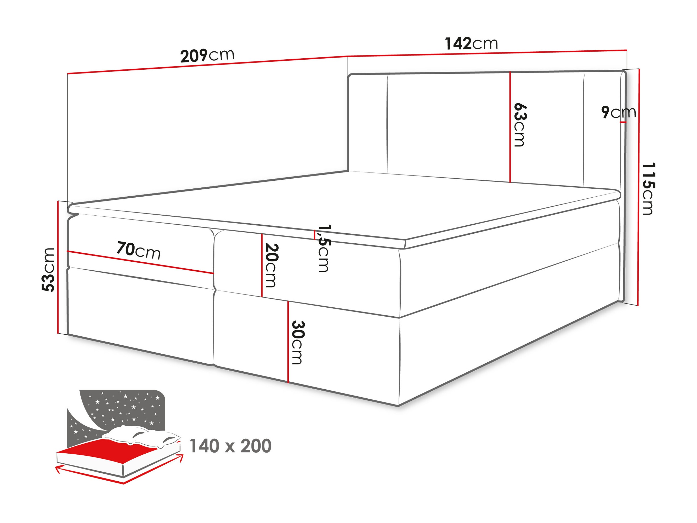 Boxspring krevet Zanesville 101 (Manila 35)