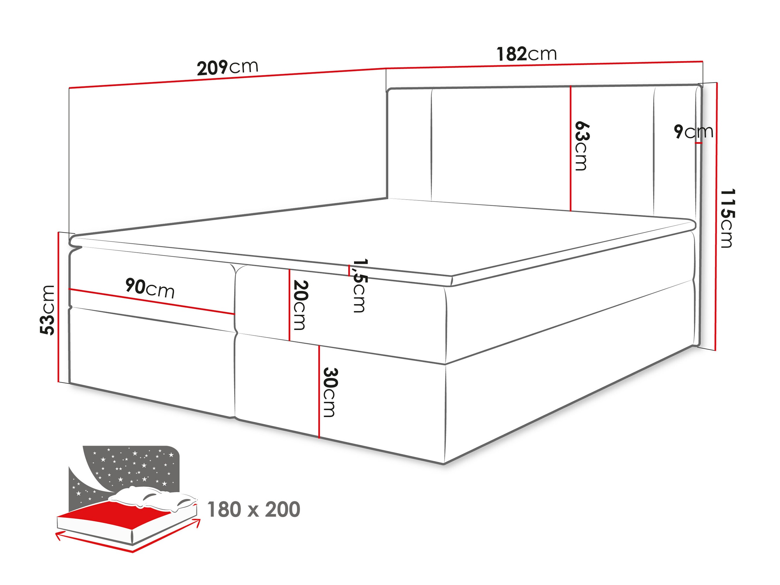 Boxspring krevet Zanesville 101 (Manila 35)