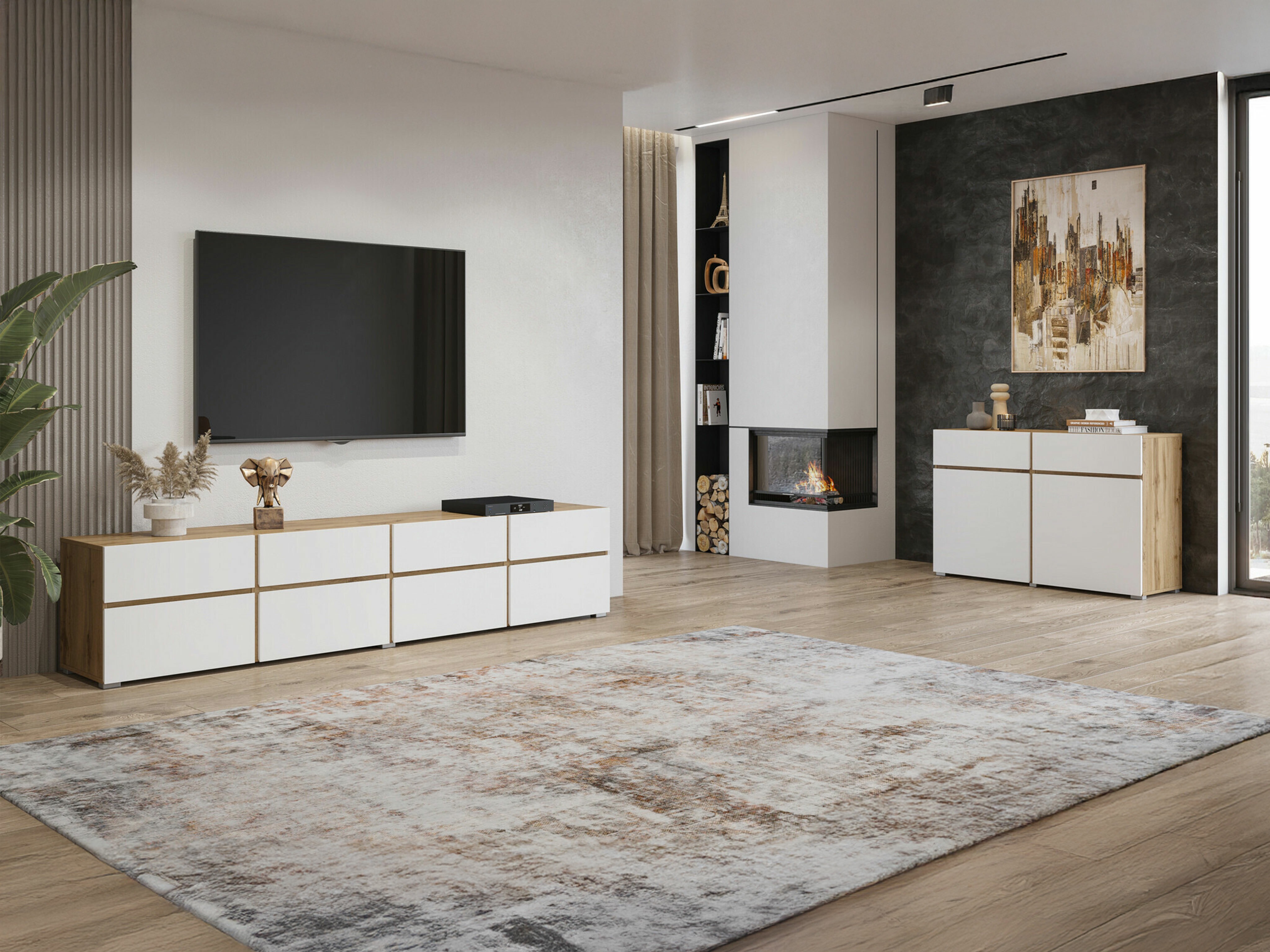 Komoda Alfere 104 (Hrast Votan + Belo)