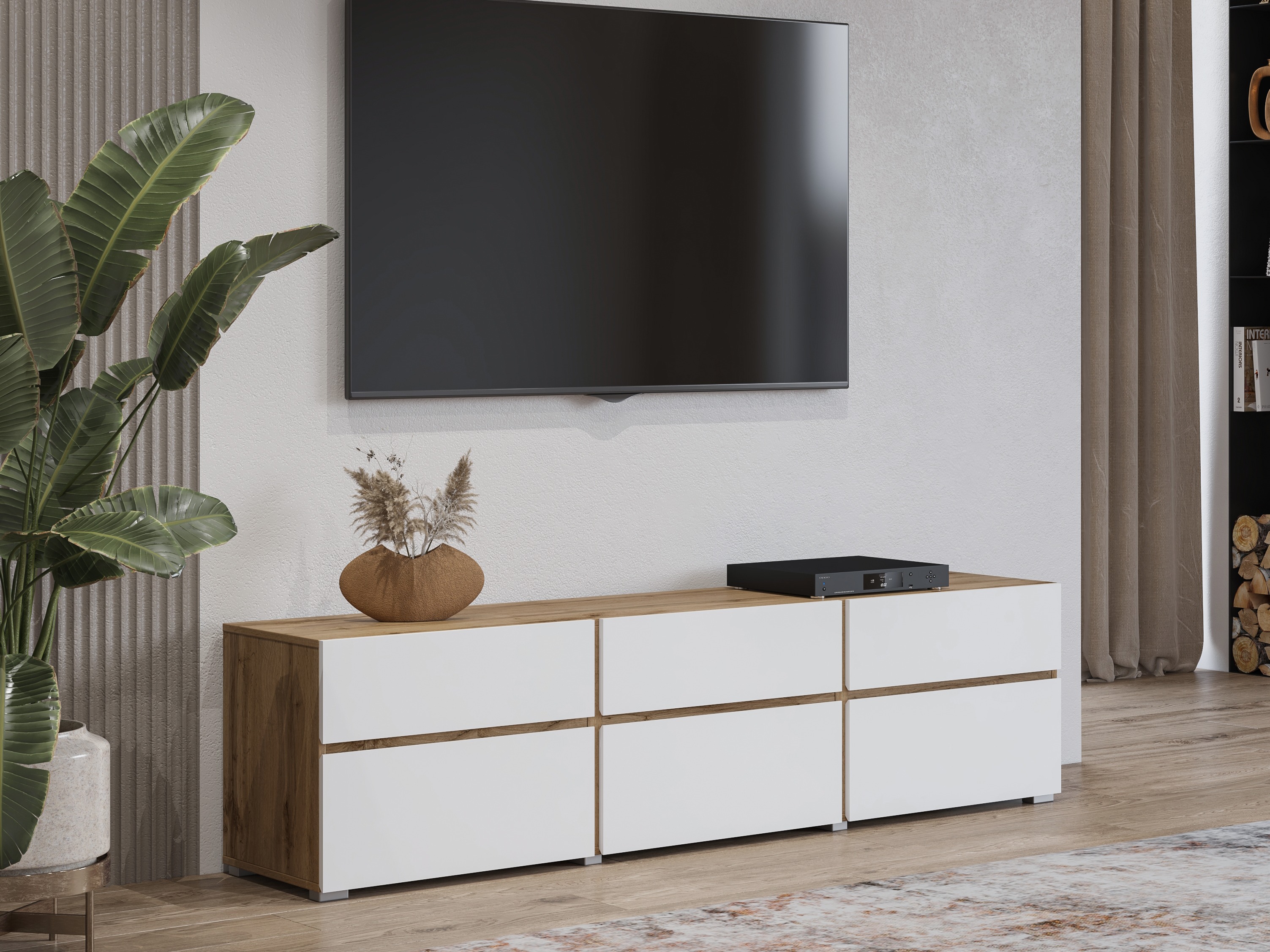 TV komoda Alfere 102 (Hrast Votan + Belo)