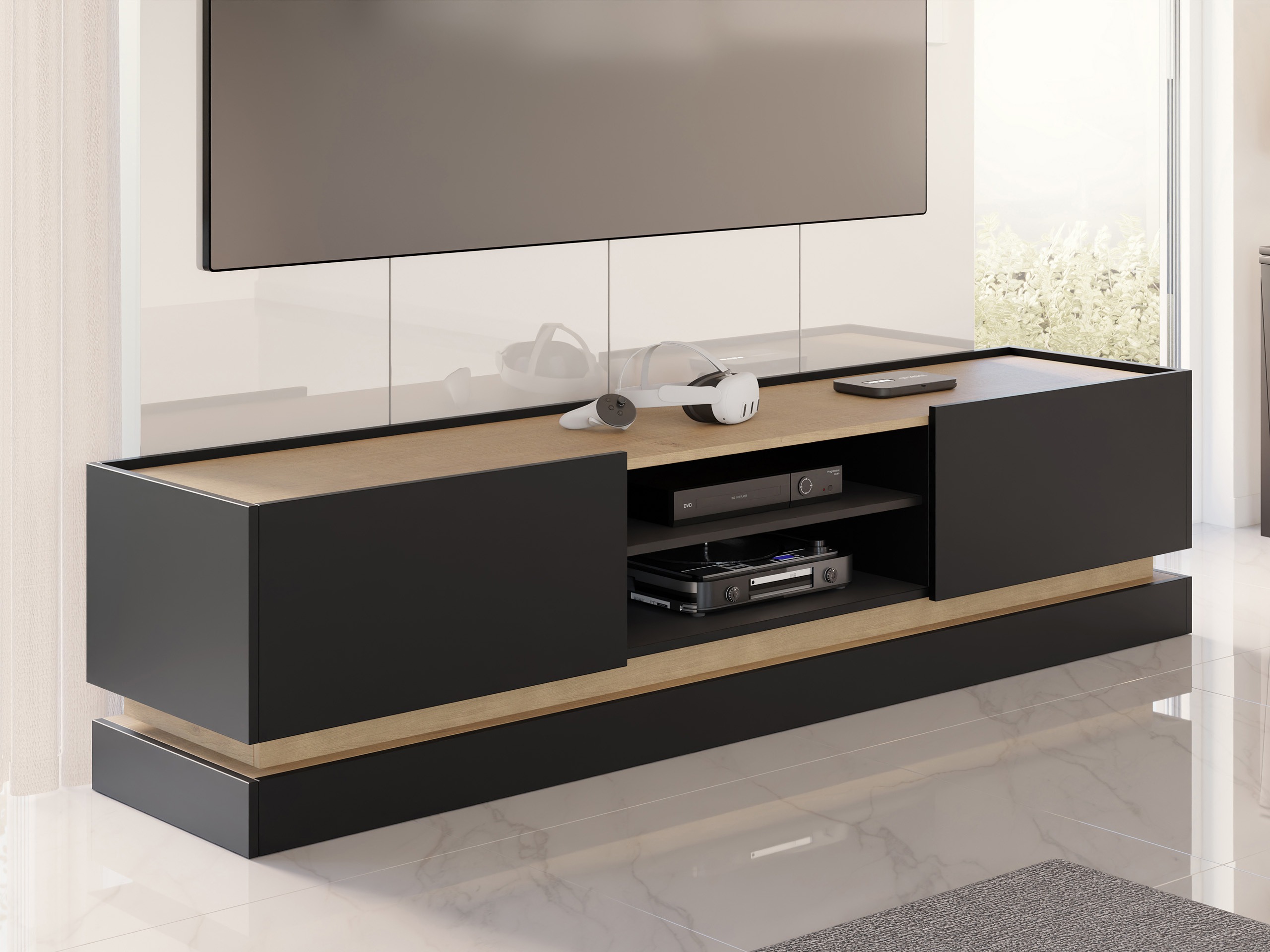 TV komoda Comfivo Tilia (Crno + Hrast)