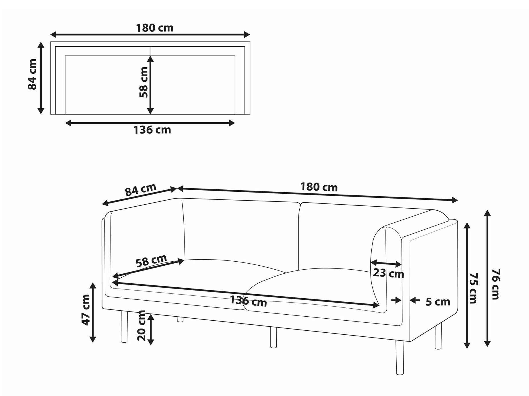 Sofa Berwyn 2684 (Belo + Smeđa)