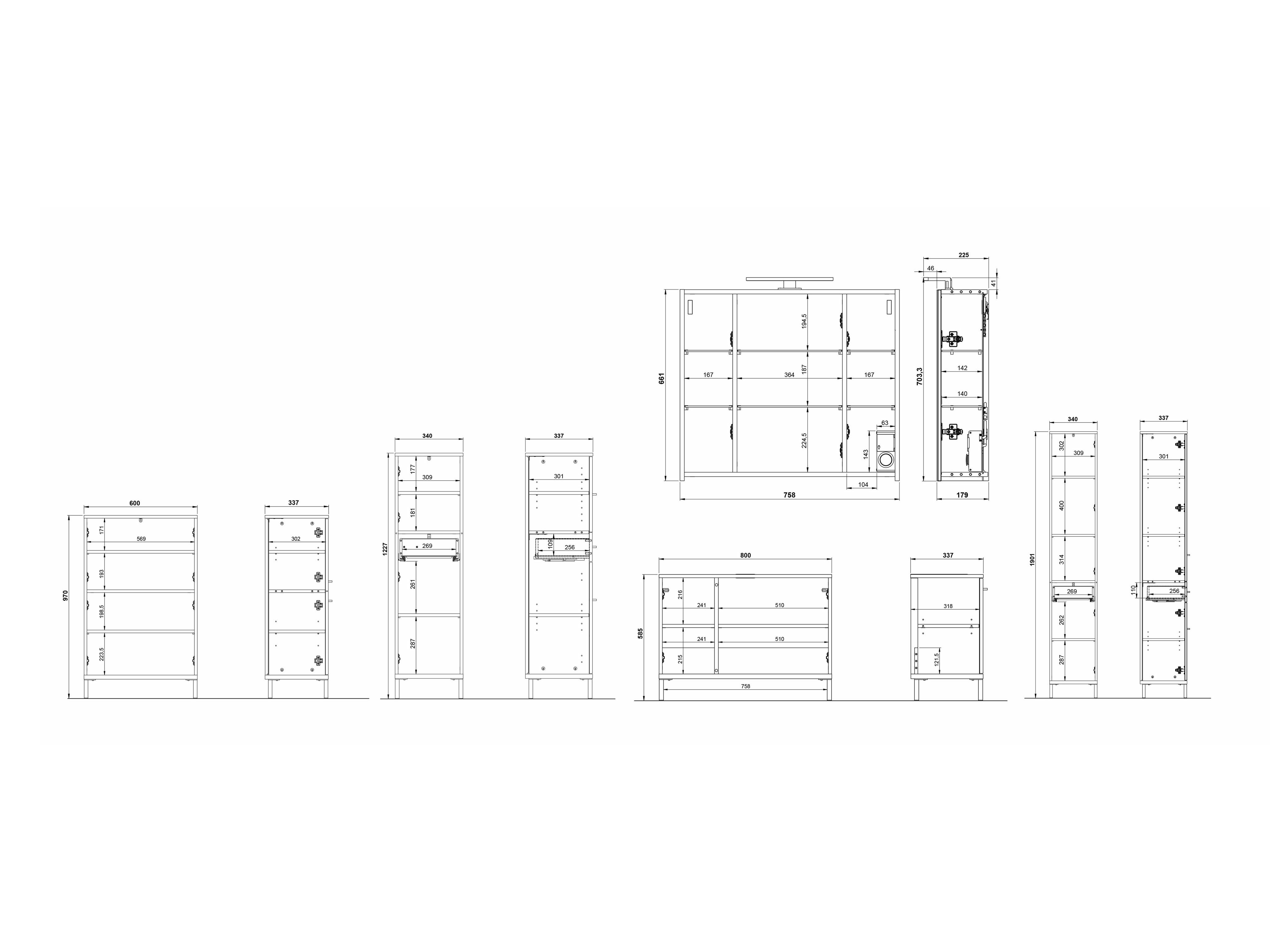 Set za kupatilo Ruvlevu 104 (Svetloosiva + Orah)