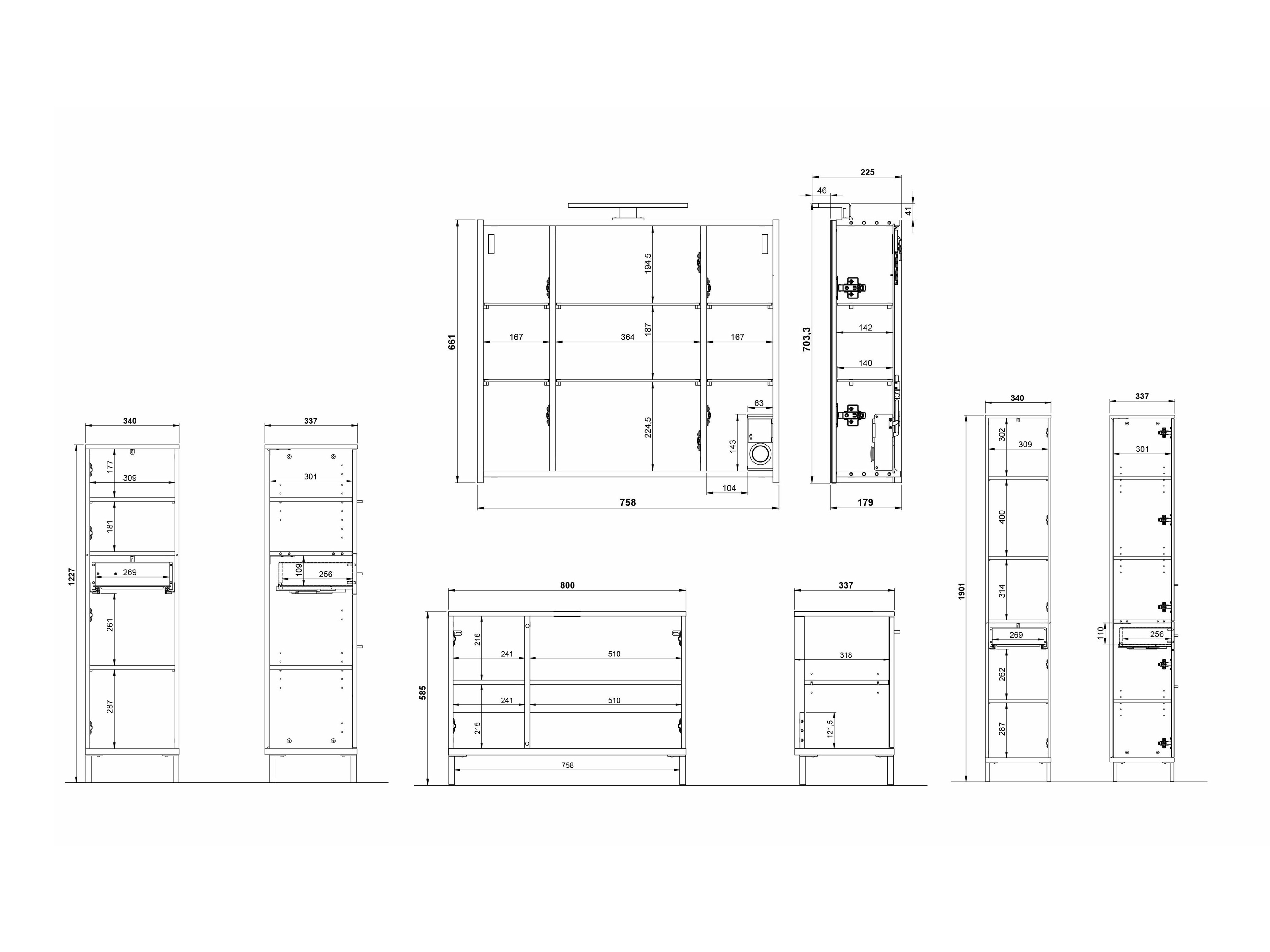 Set za kupatilo Ruvlevu 105 (Svetloosiva + Orah)