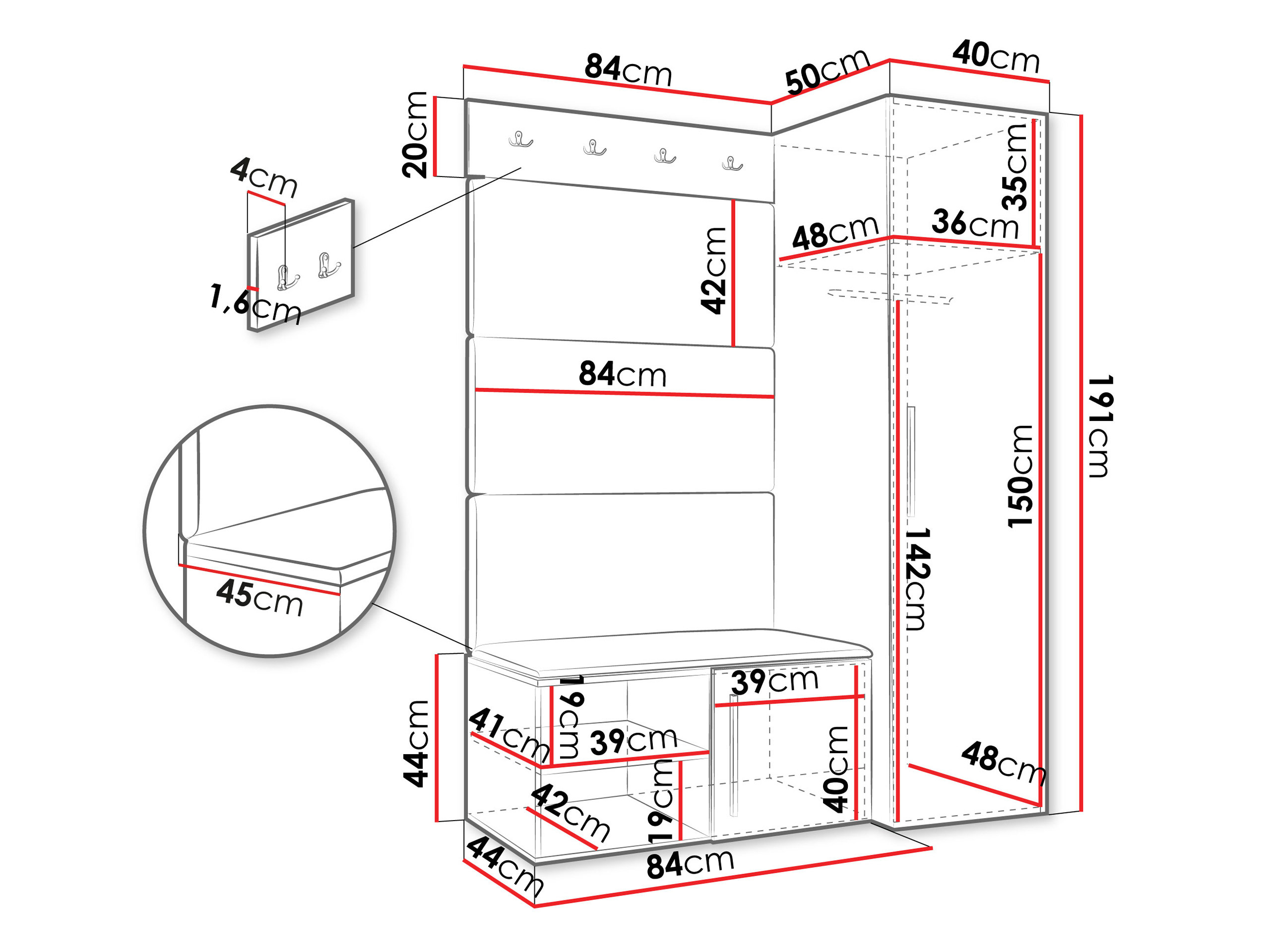 Set za hodnik Nitos II (Belo)