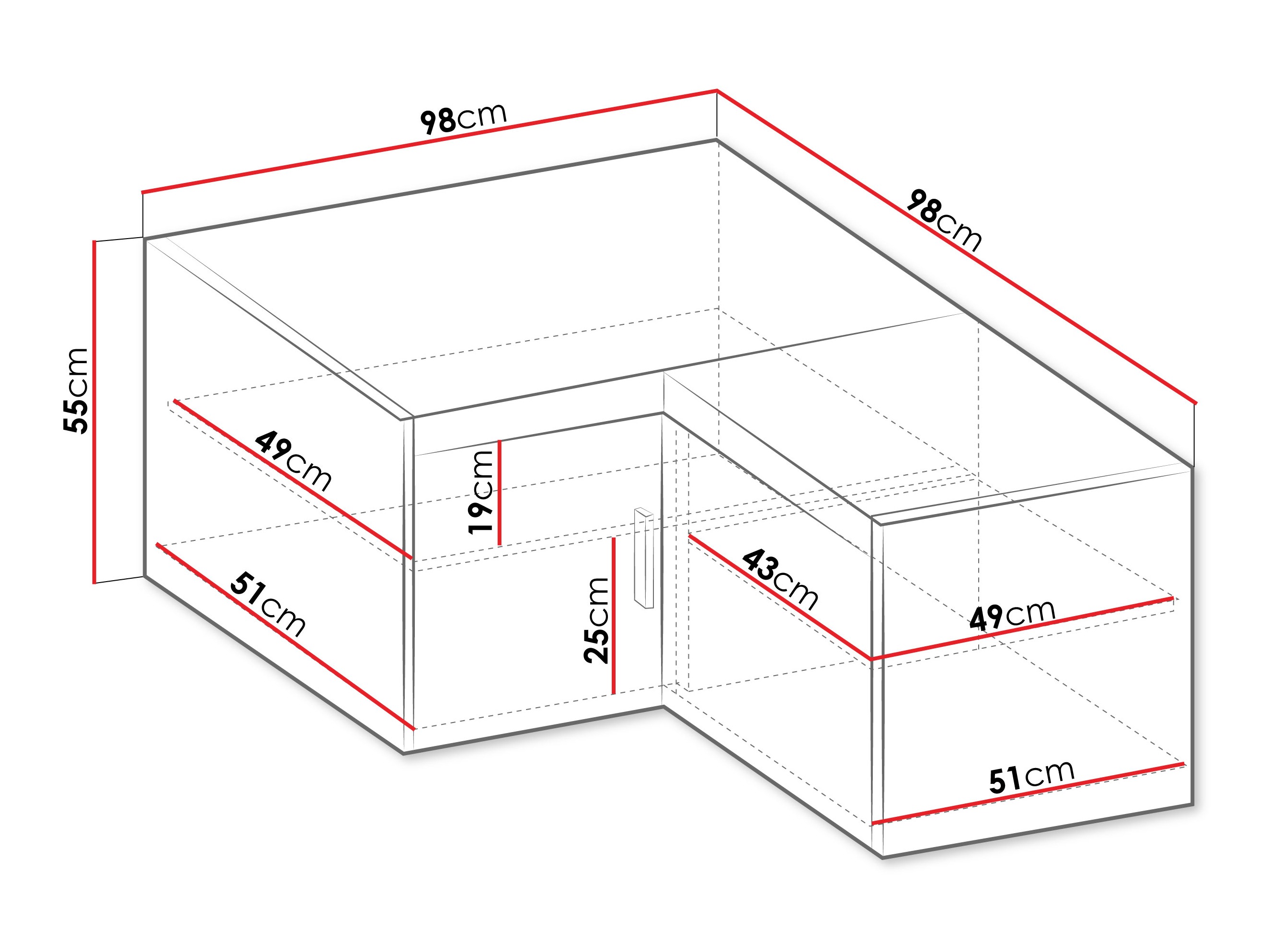 Ugaoni ormar Novduni 118 (Hrast)
