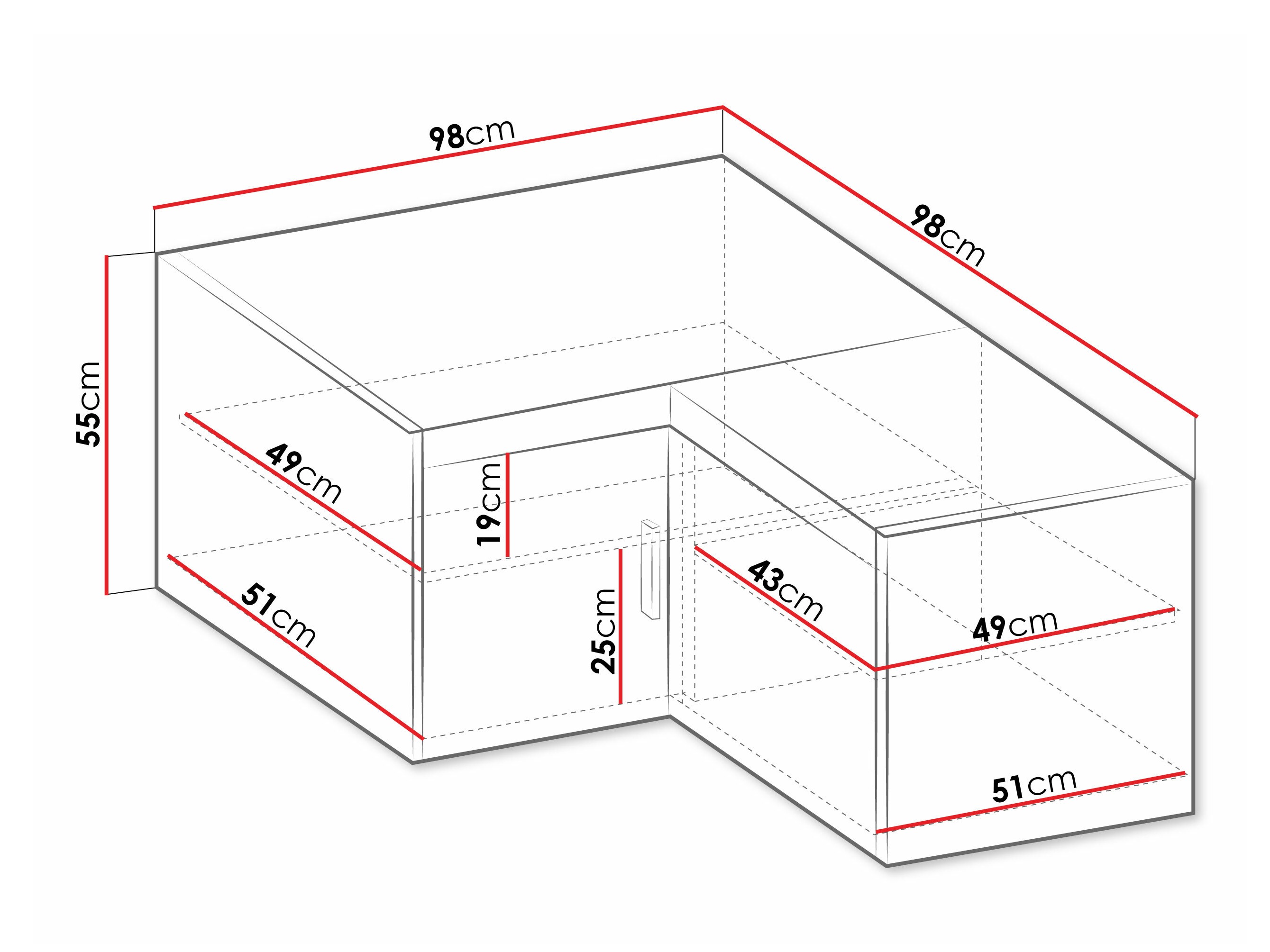 Ugaoni ormar Novduni 118 (Sonoma hrast)