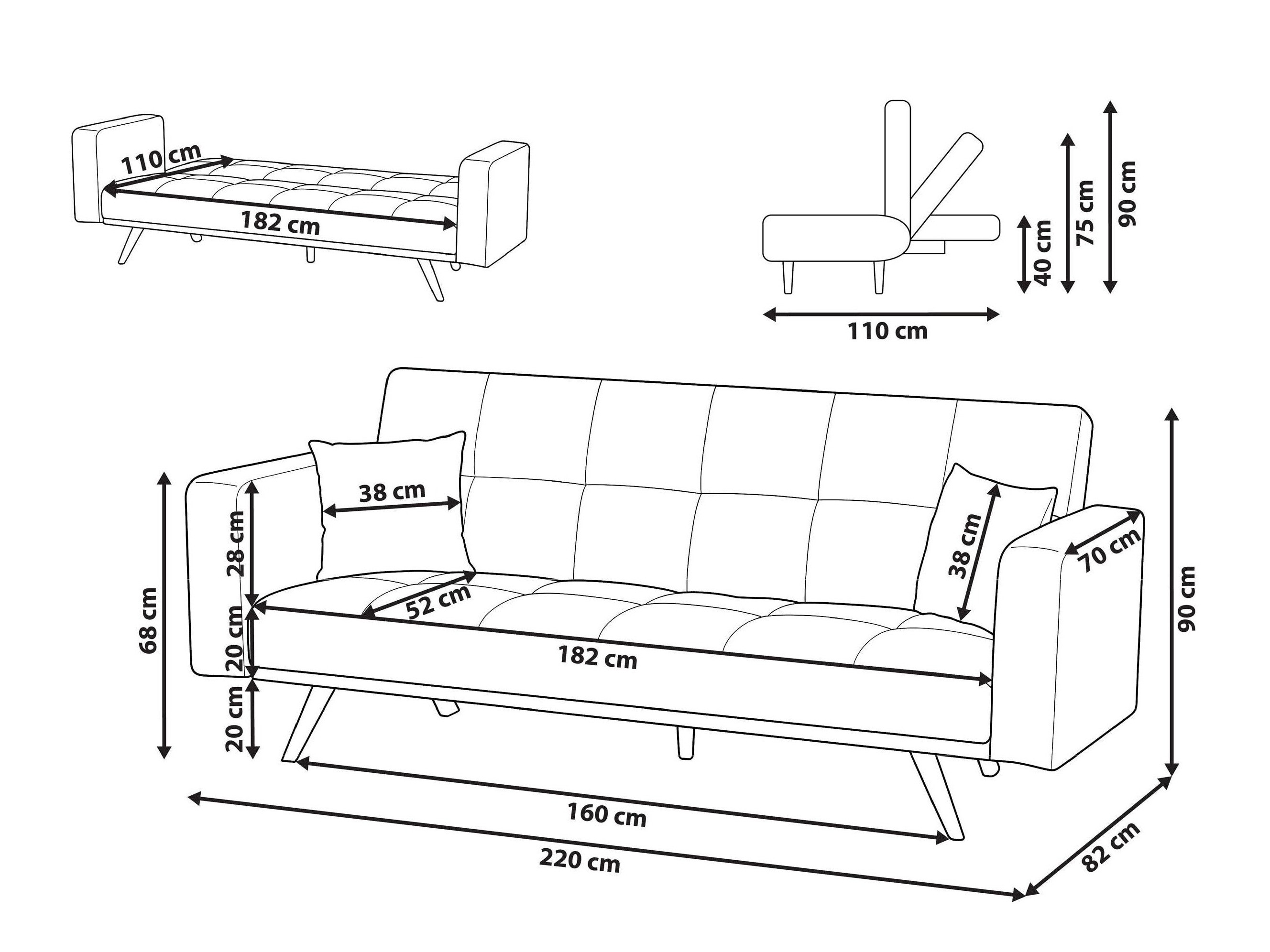 Sofa na razvlačenje Berwyn 3123 (Belo)