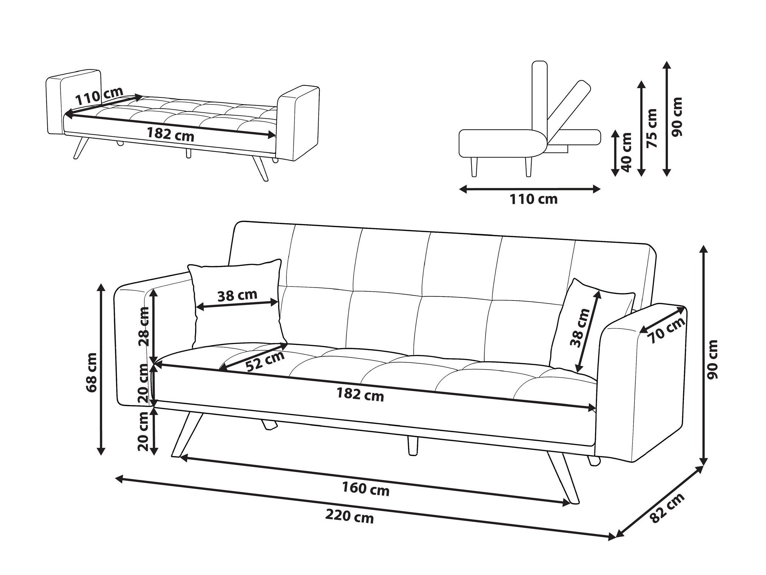Sofa na razvlačenje Berwyn 3123 (Svetlo bež)