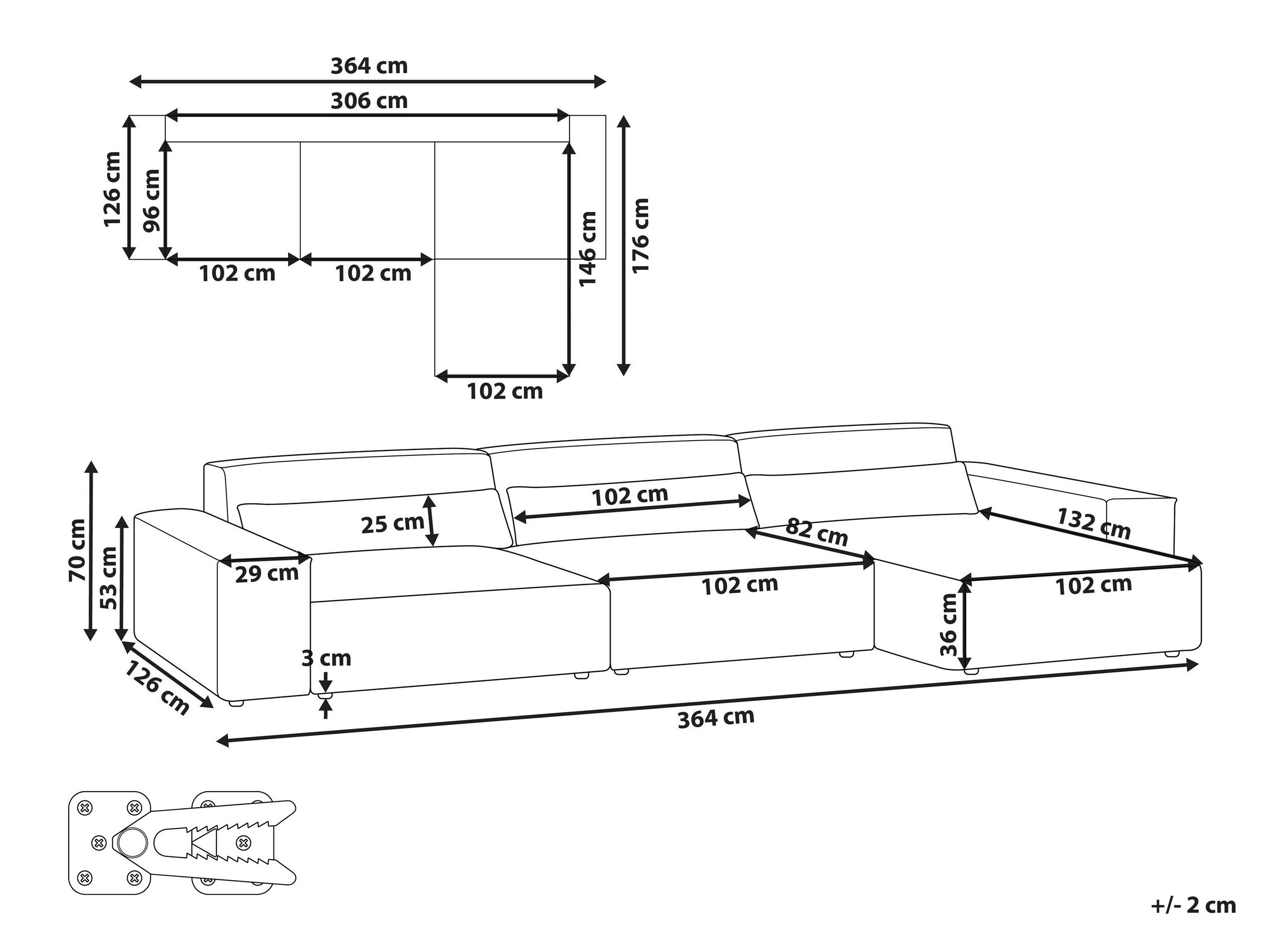 Modularna ugaona garnitura Tivsora 104 (Svetlo bež)