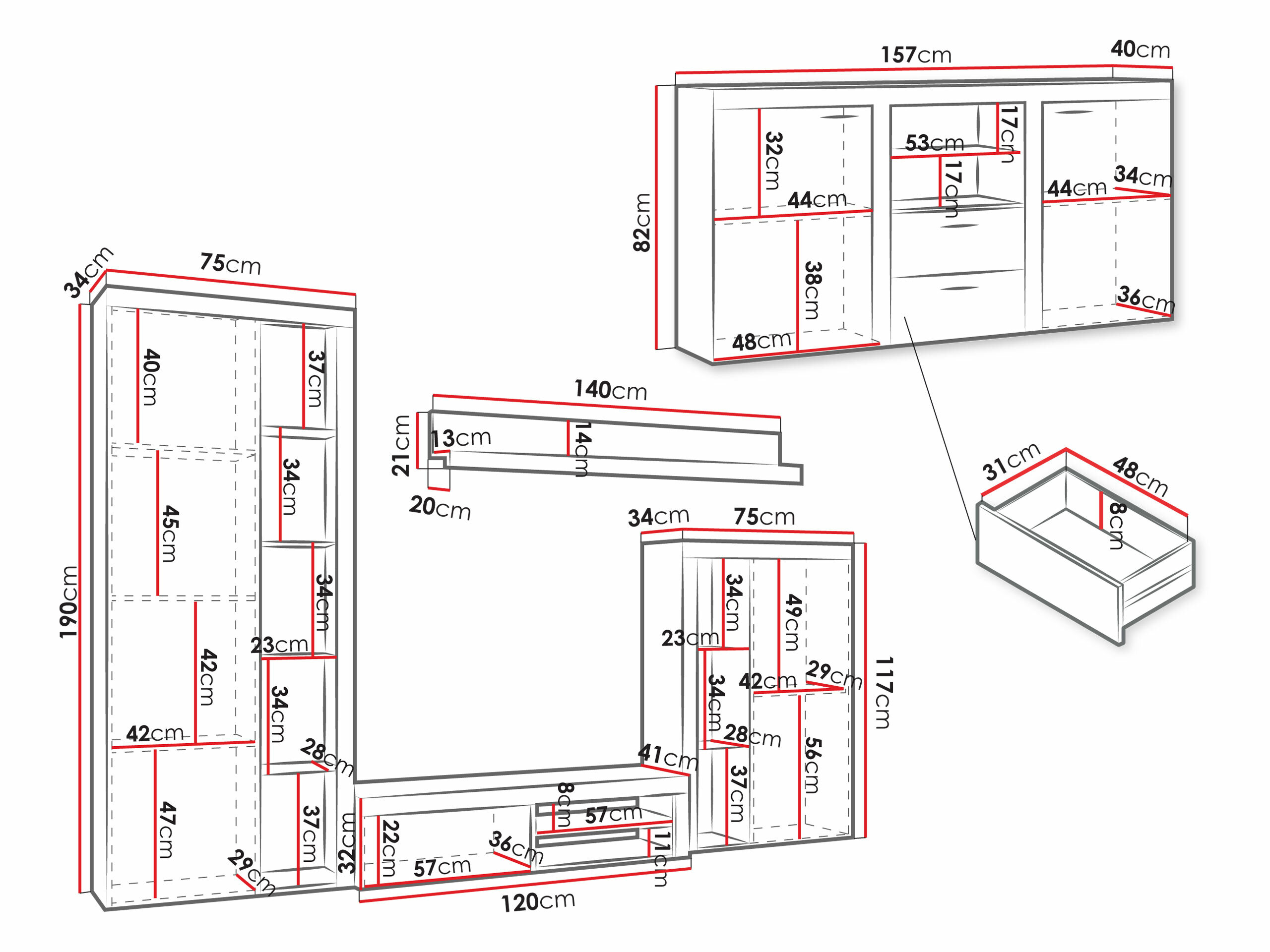 Set za dnevnu sobu Soca I (Belo)