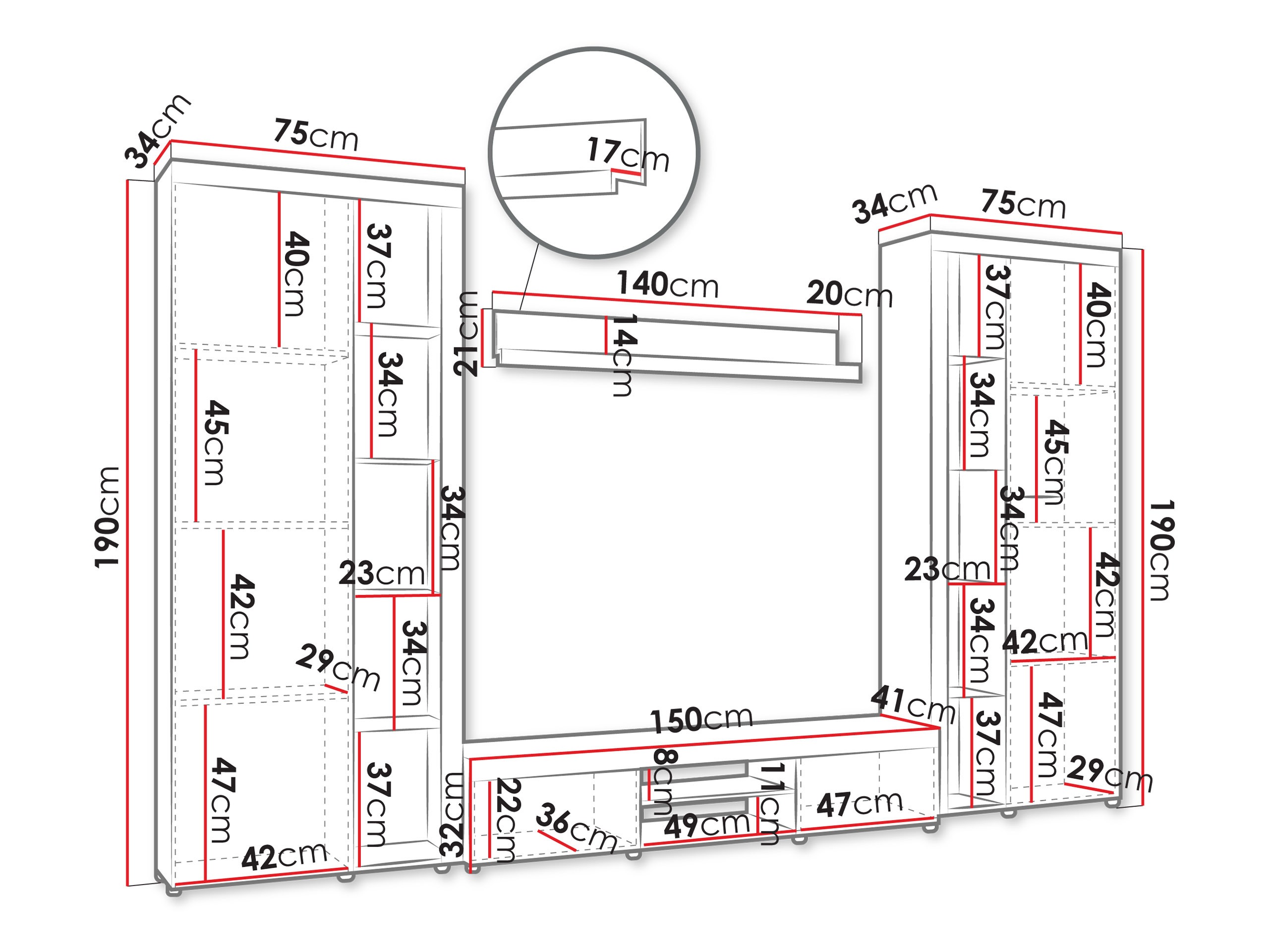 Set za dnevnu sobu Soca II (Belo)