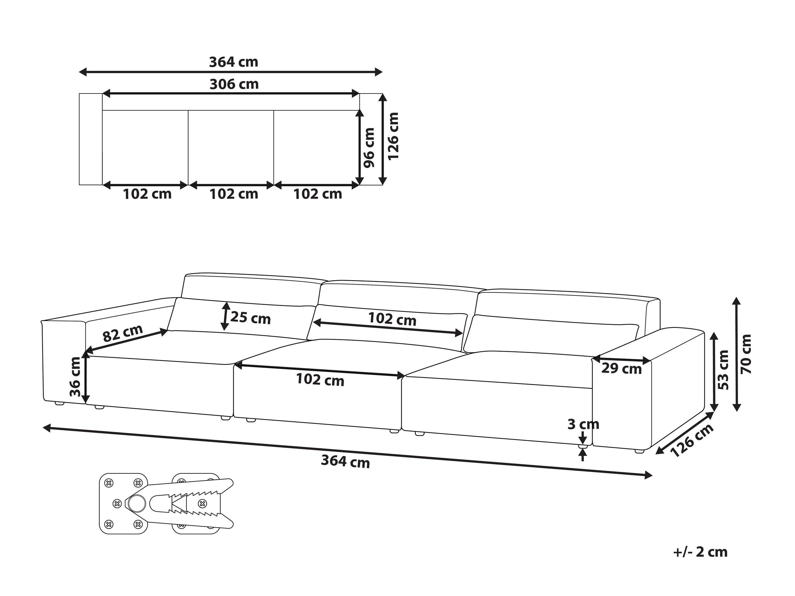 Modularna sofa Tivsora 106 (Sivo)