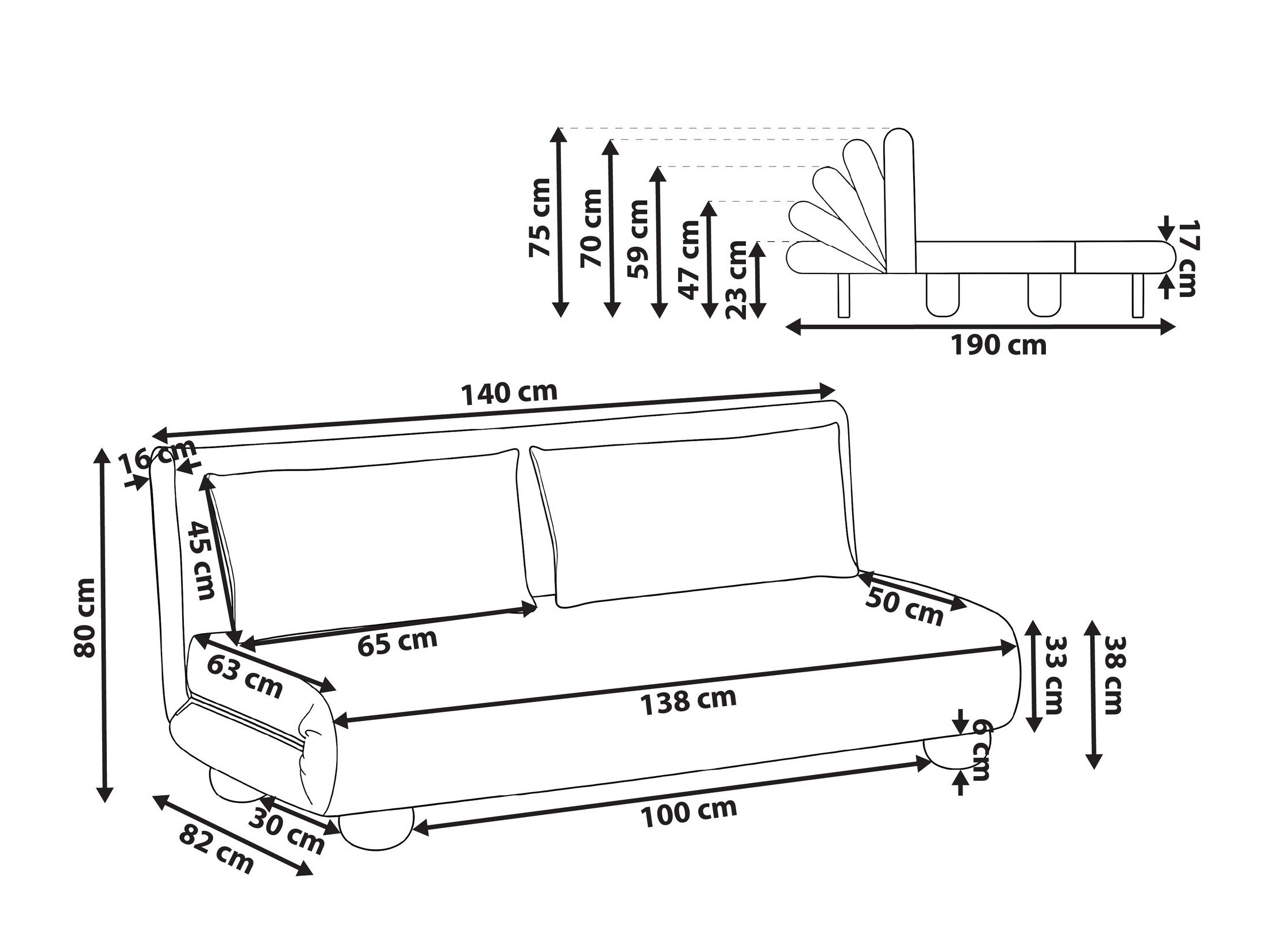 Sofa na razvlačenje Berwyn 3167 (Belo)