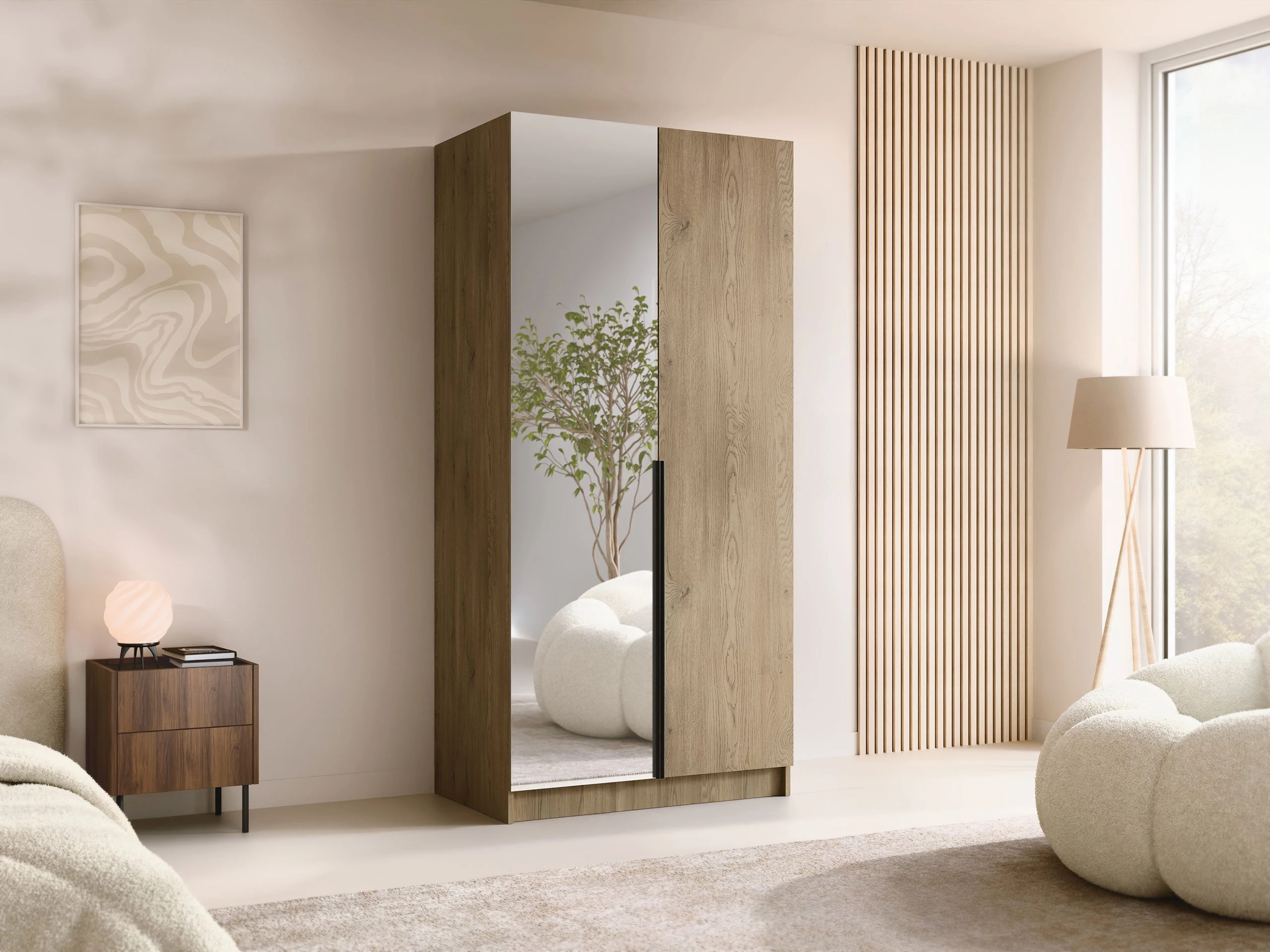 Ormar Closico Staton II (Svetlo drvo + Crno)