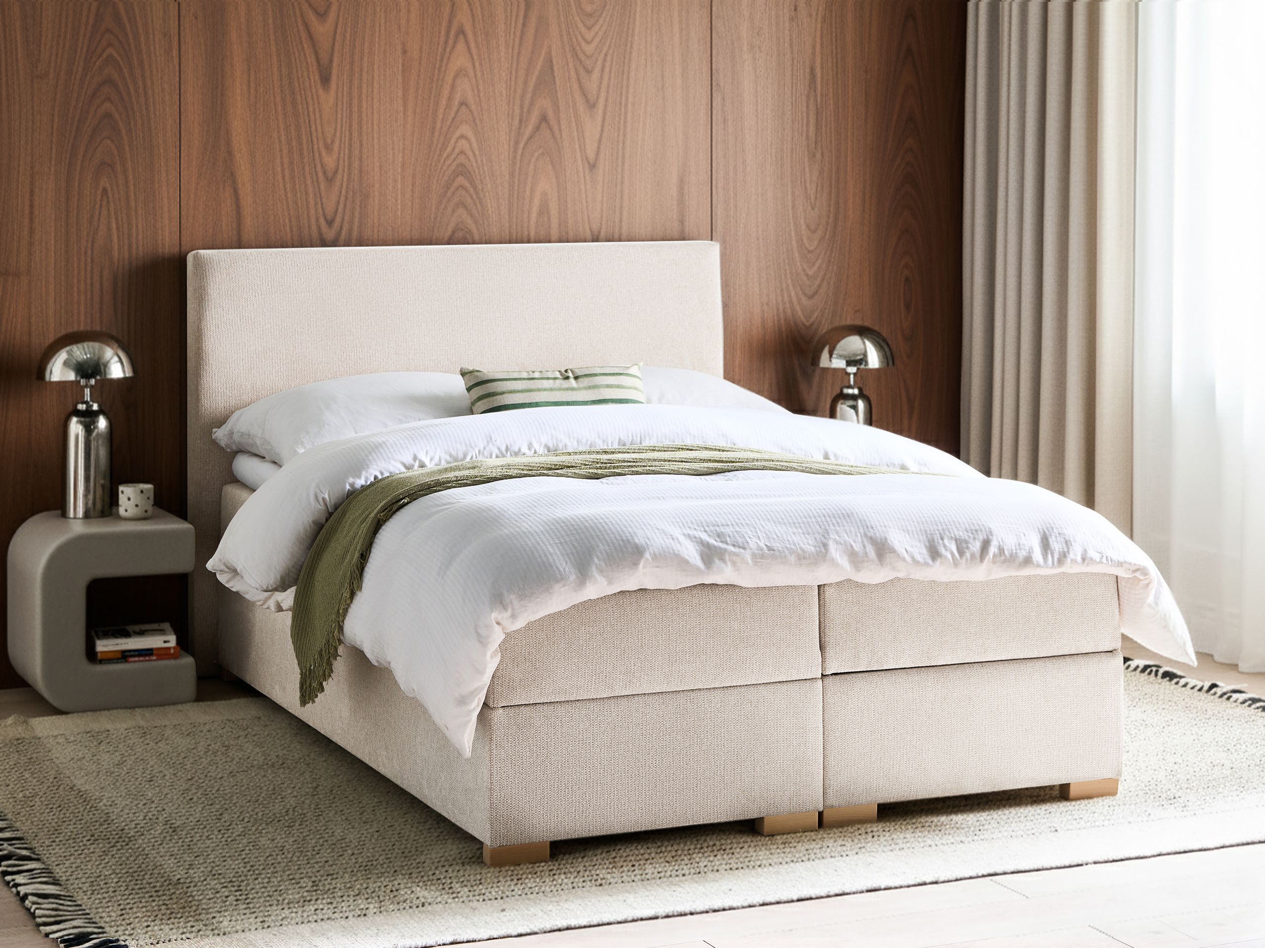Boxspring krevet Berwyn 3174 (Svetlo bež)