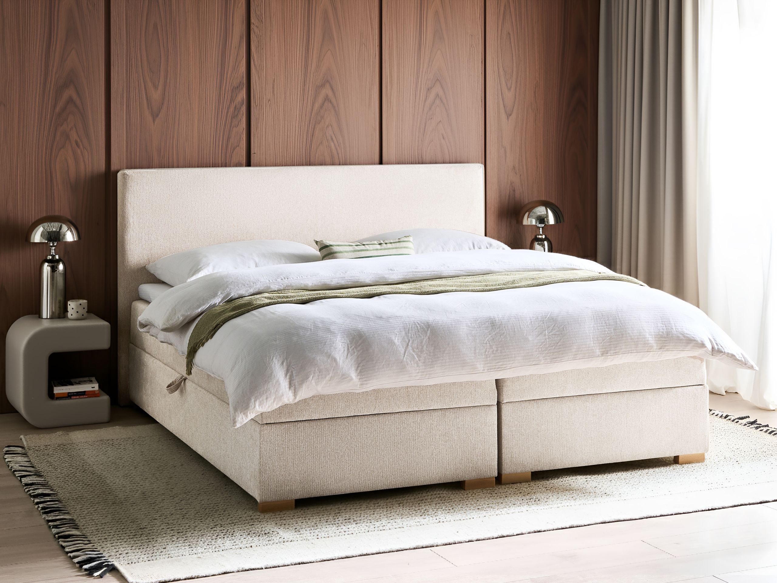 Boxspring krevet Berwyn 3174 (Svetlo bež)