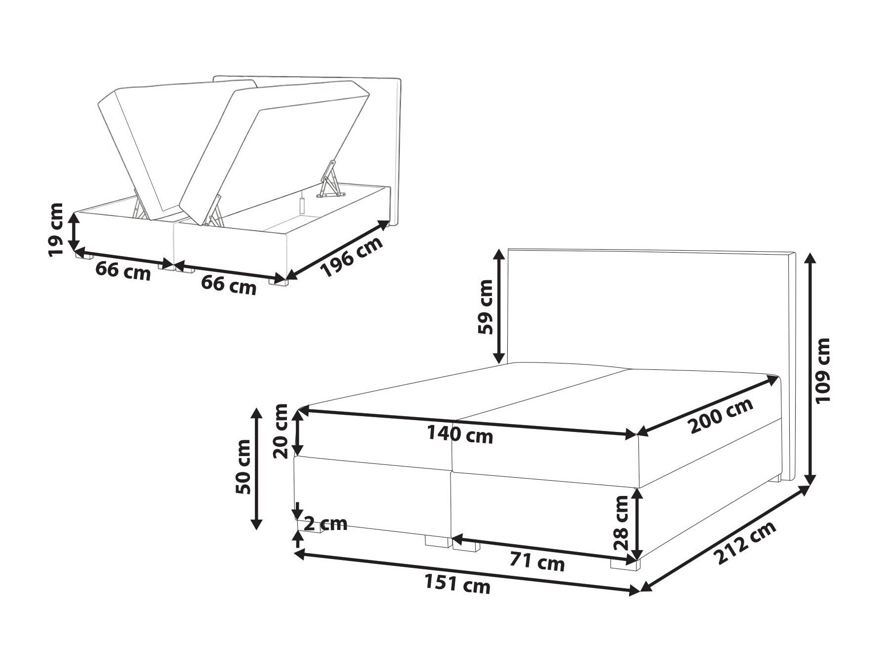 Boxspring krevet Berwyn 3174 (Svetlo bež)