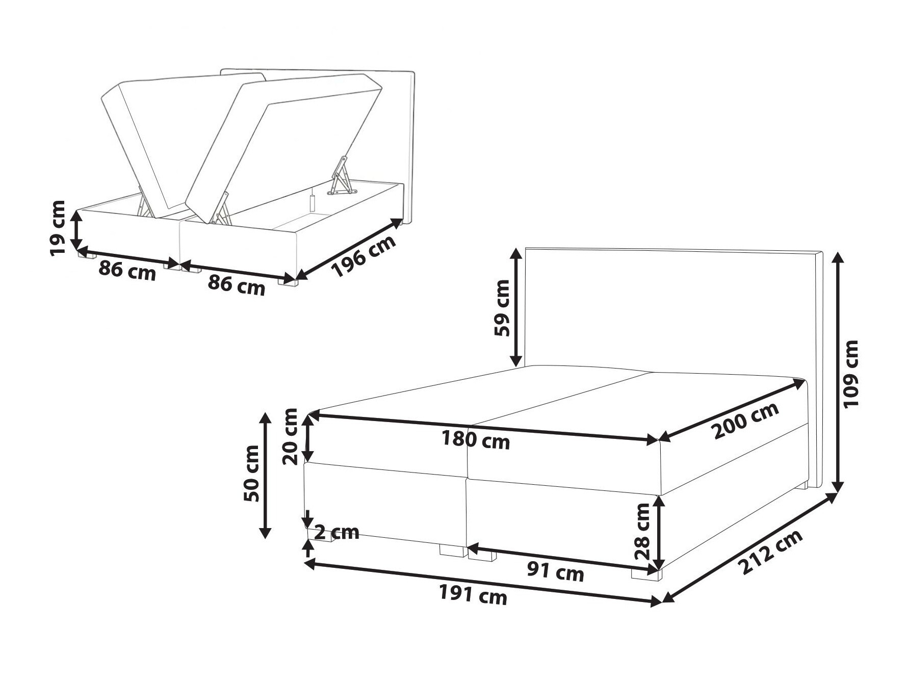 Boxspring krevet Berwyn 3174 (Svetlo bež)
