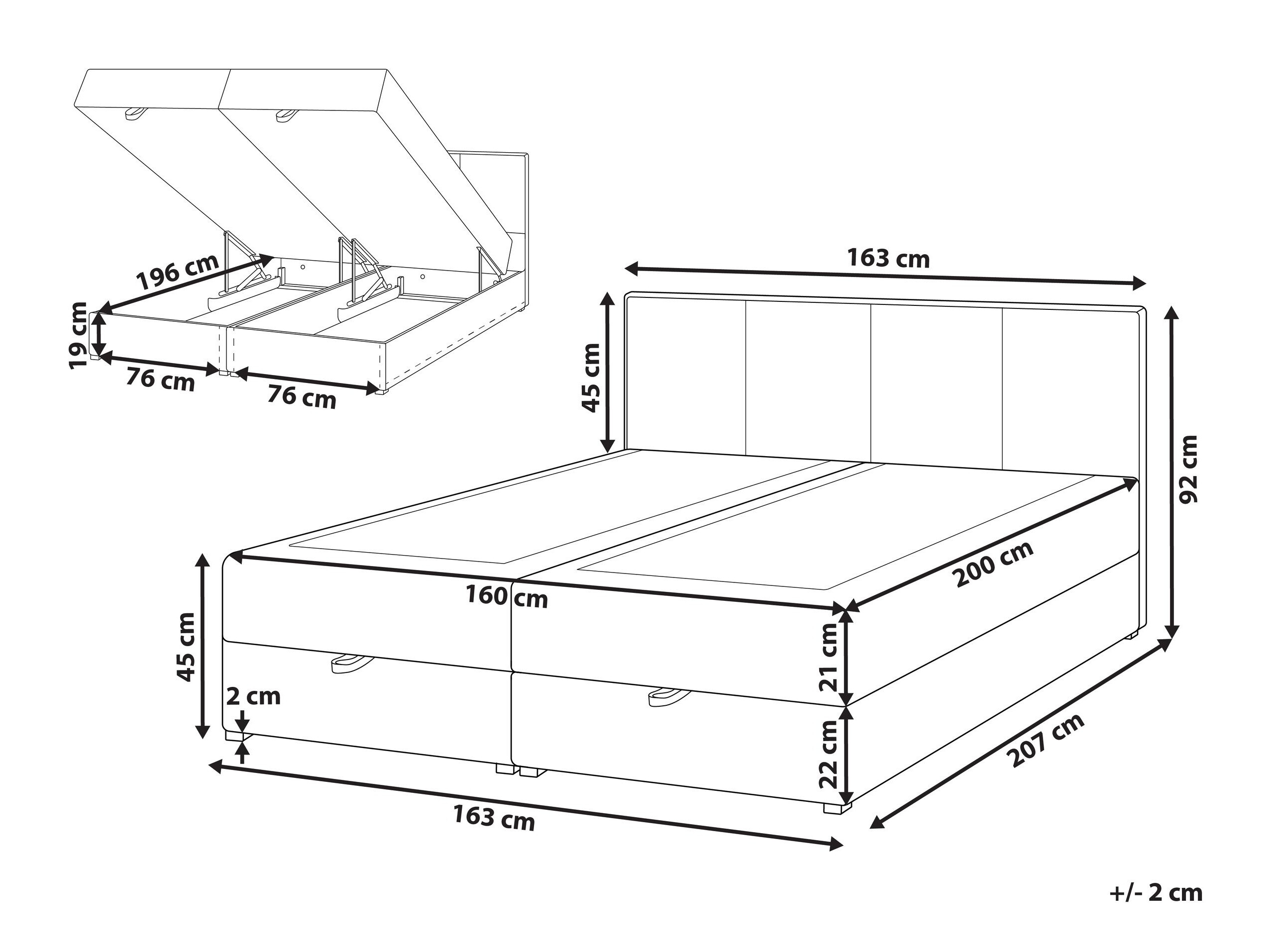 Boxspring krevet Berwyn 3191 (Belo)